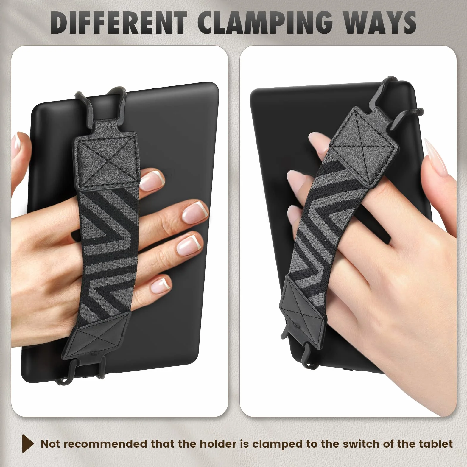 MoKo Security Hand-Strap for 6-8" Kindle eReaders Fire Tablet - Kindle/Kobo/Voyaga/Lenovo/Sony Kindle E-Book Tablet, High-elasticity Versatile Hand Strap Lightweight Finger Grip Holder, Black