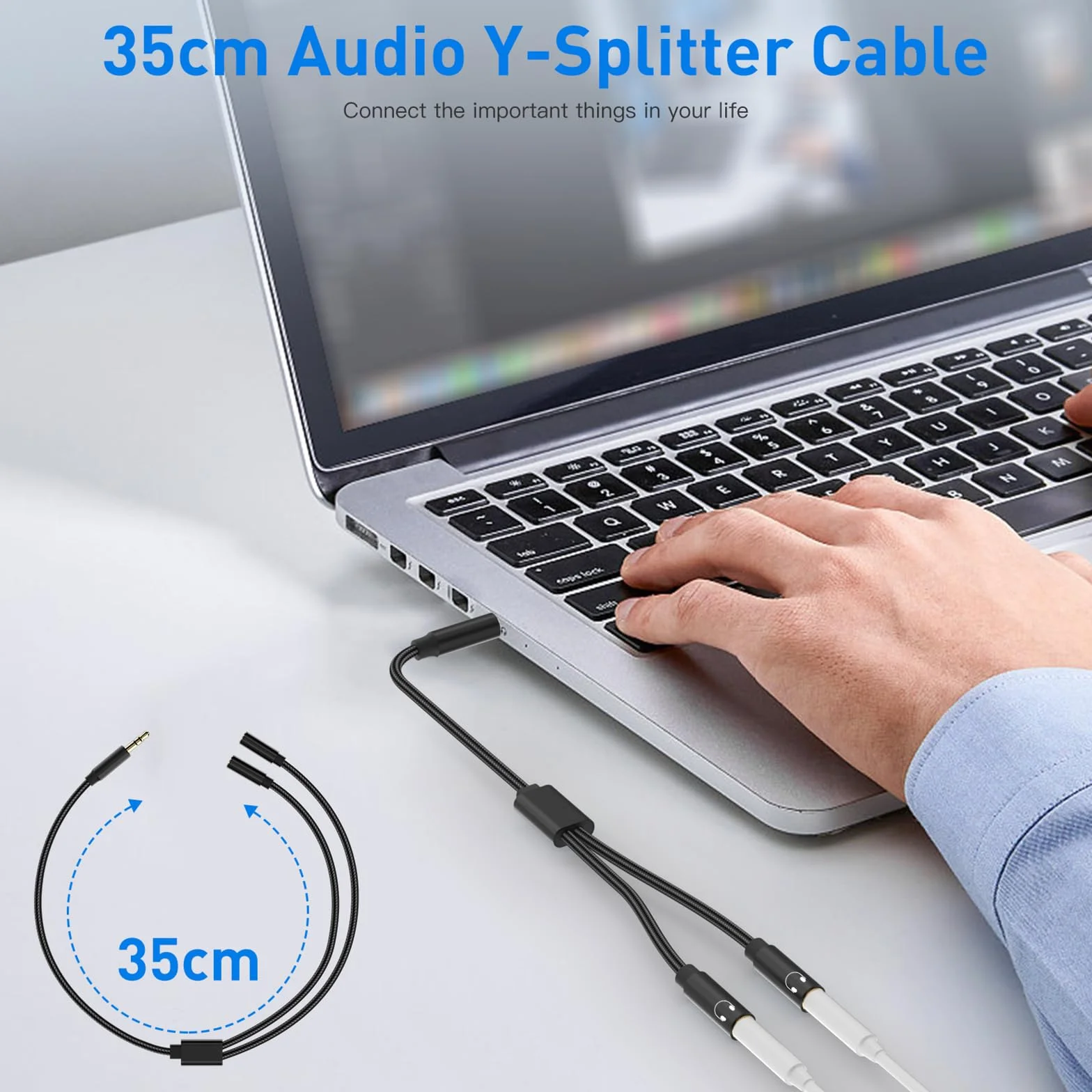 Audio Splitter Jack Y AUX Adapter, lalasis 3,5 mm męski na żeński zestaw słuchawkowy stereo aux kabel rozdzielający słuchawki podwójna wtyczka do laptopa, tabletu, smartfona, Samsunga, głośników,