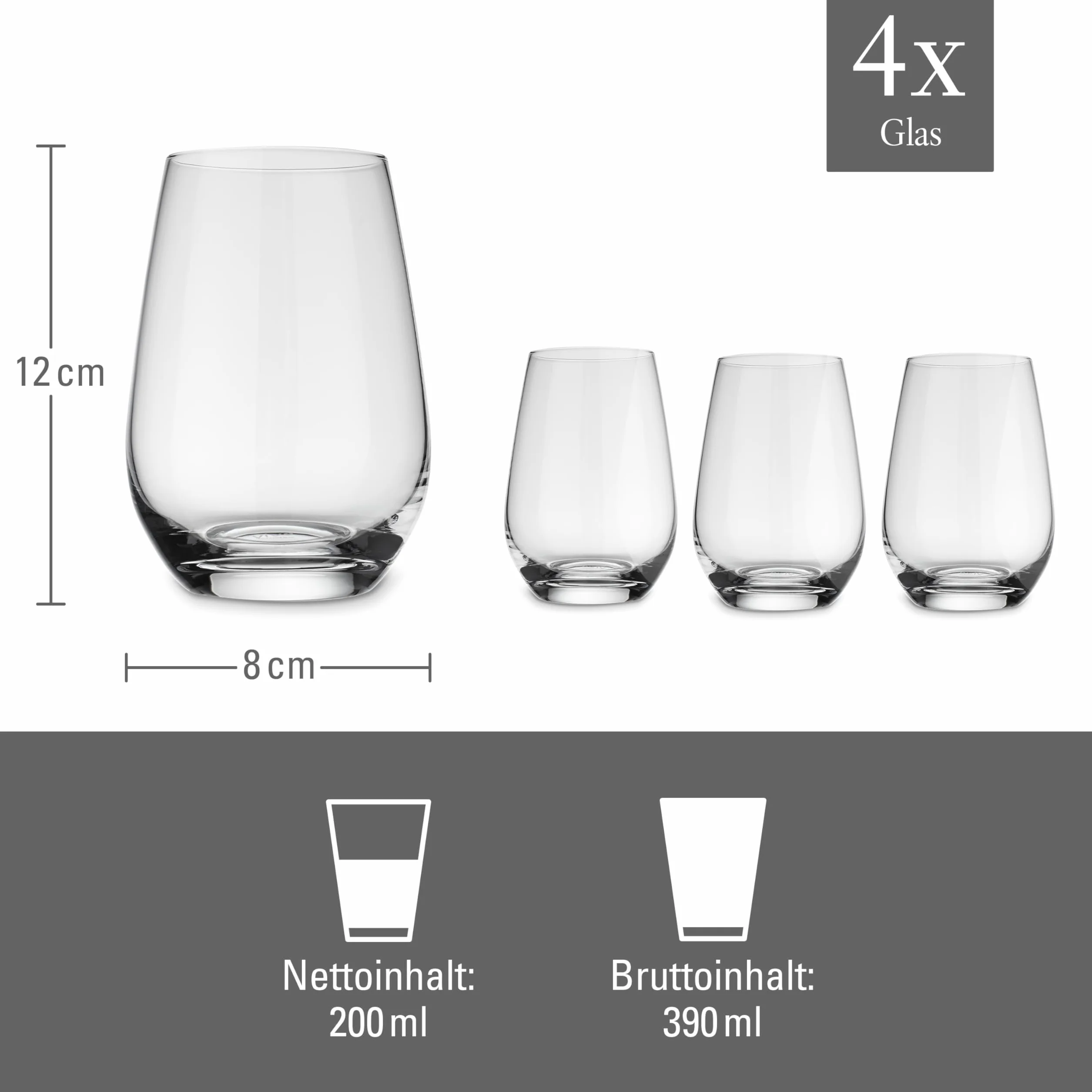 like. by Villeroy & Boch – Voice Basic, zestaw szklanek do log drinków, 4 sztuki, 397 ml, szkło kryształowe, można myć w zmywarce