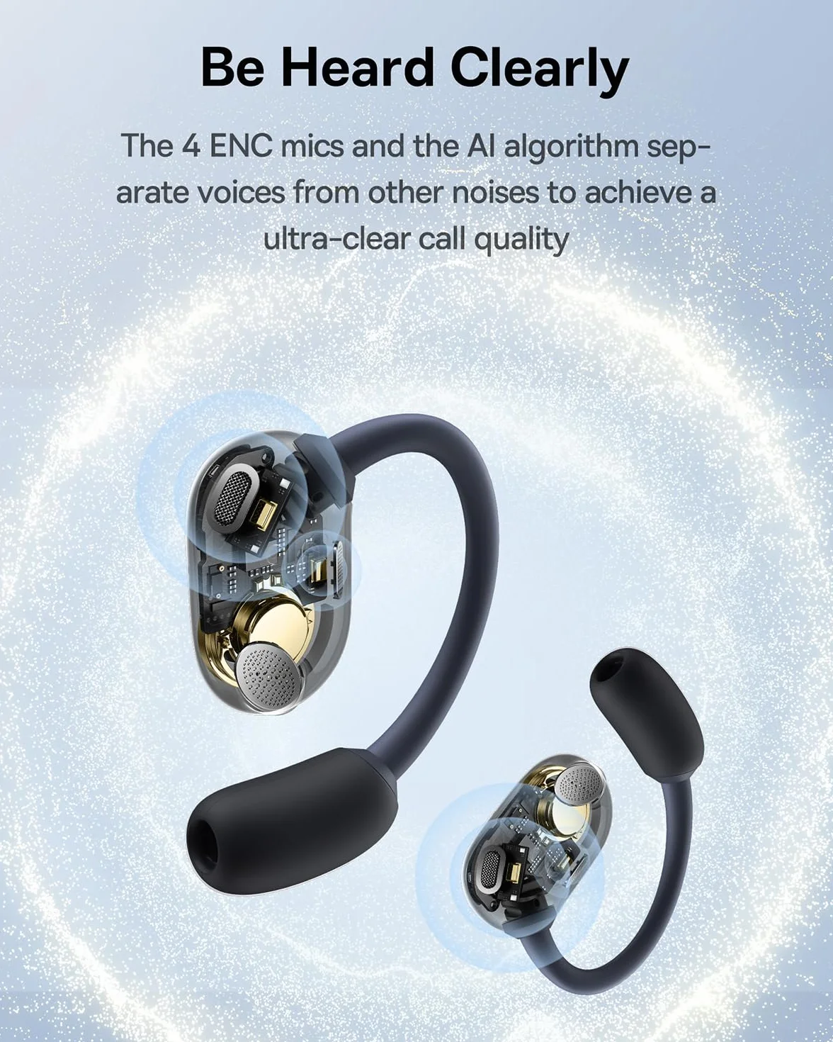 Baseus Eli Sport 1 słuchawki douszne z otwartymi uszami, Bluetooth, kierunkowa akustyka, mocny bas, ultralekkie, wodoszczelność IPX4, mikrofon ENC, bezprzewodowe słuchawki Bluetooth 5.3 do biegania,