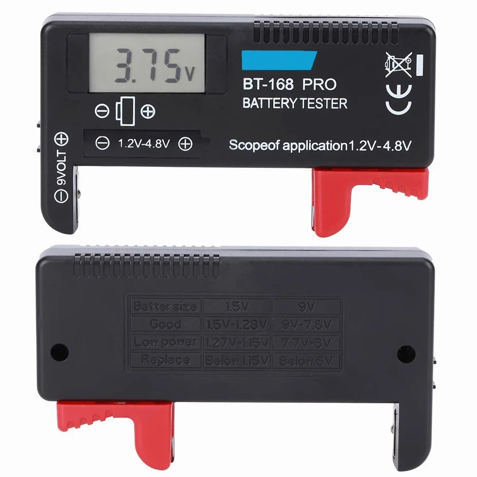 Walfront BT ‑ 168PRO Tester pojemności baterii Tester małych baterii guzikowych kontrola baterii test baterii 1,2 ~ 4,8 V 9 V cyfrowy wyświetlacz LCD
