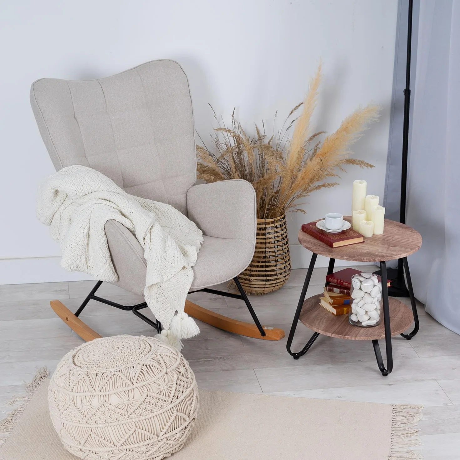 MEUBLE COSY Fotel bujany, relaksacyjny, fotel bujany, fotel do salonu, relaksacyjny, z wyściełaną powierzchnią do siedzenia, 68 x 87 x 98 cm