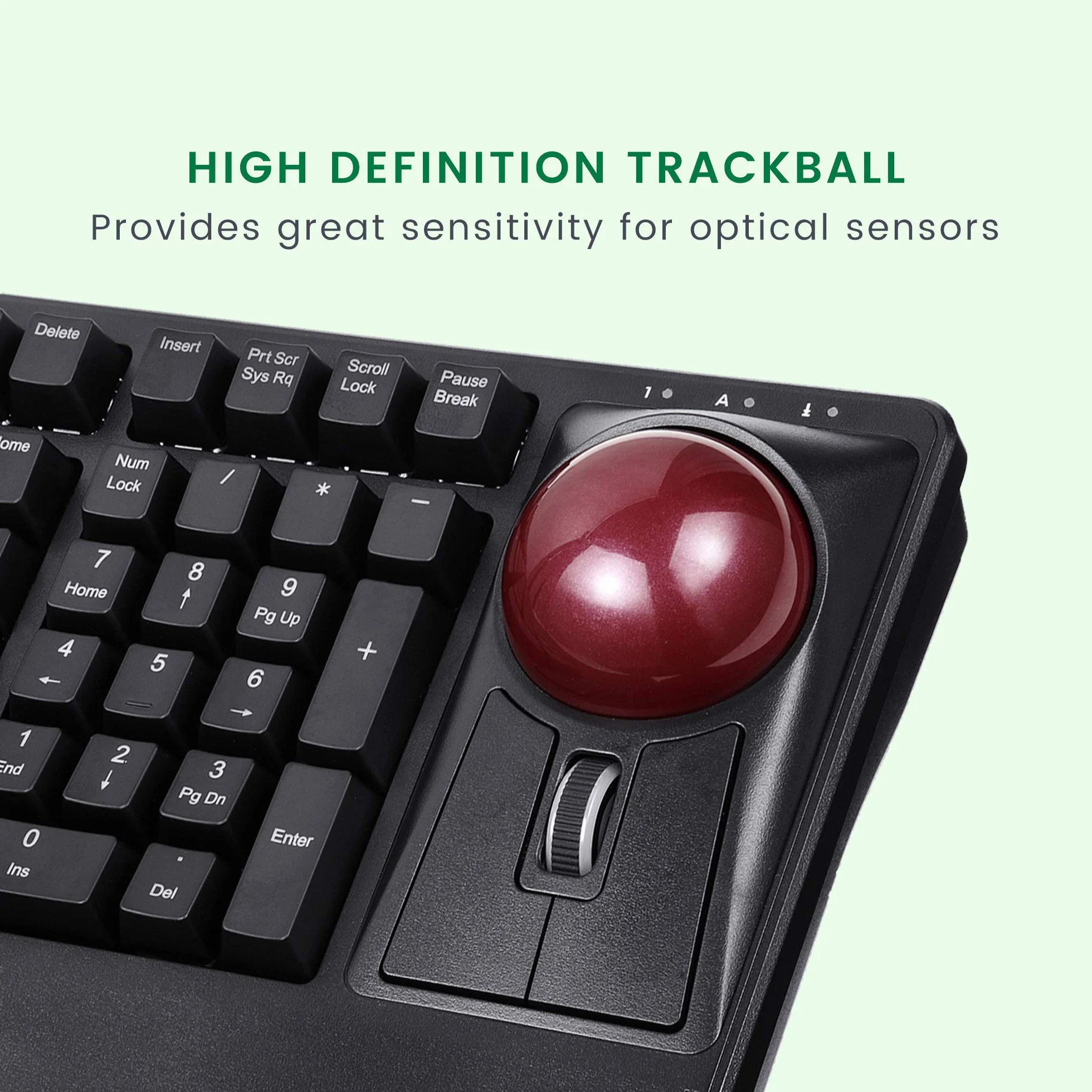 Perixx PERIPRO-304 Trackball 55 mm, błyszczące wykończenie, prędkość, czerwony, kompatybilny z innymi myszkami Trackball
