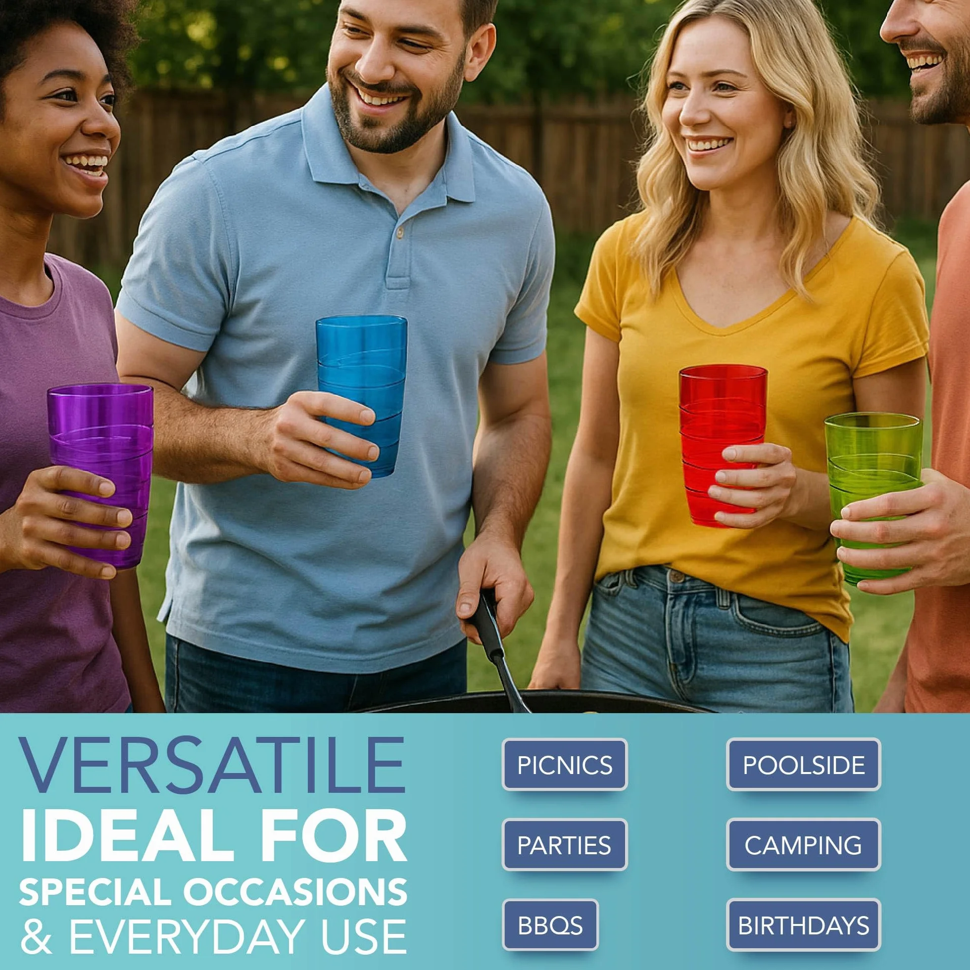 HEFTMAN Zestaw plastikowych szklanek 12–550 ml, akrylowe z motywem wirowym