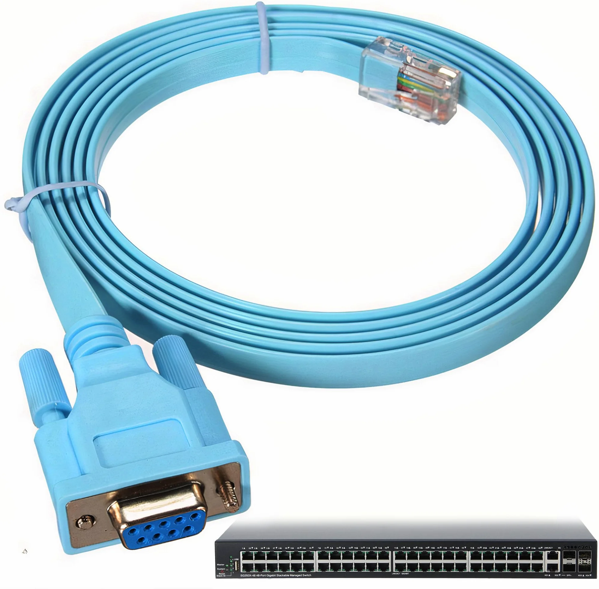 Kabel DB9 do RJ-45 długość 1.8 m do konfiguracji urządzeń sieciowych Cisco, Netgear, HP, routerów, przełączników, chipset FTDI, RS232