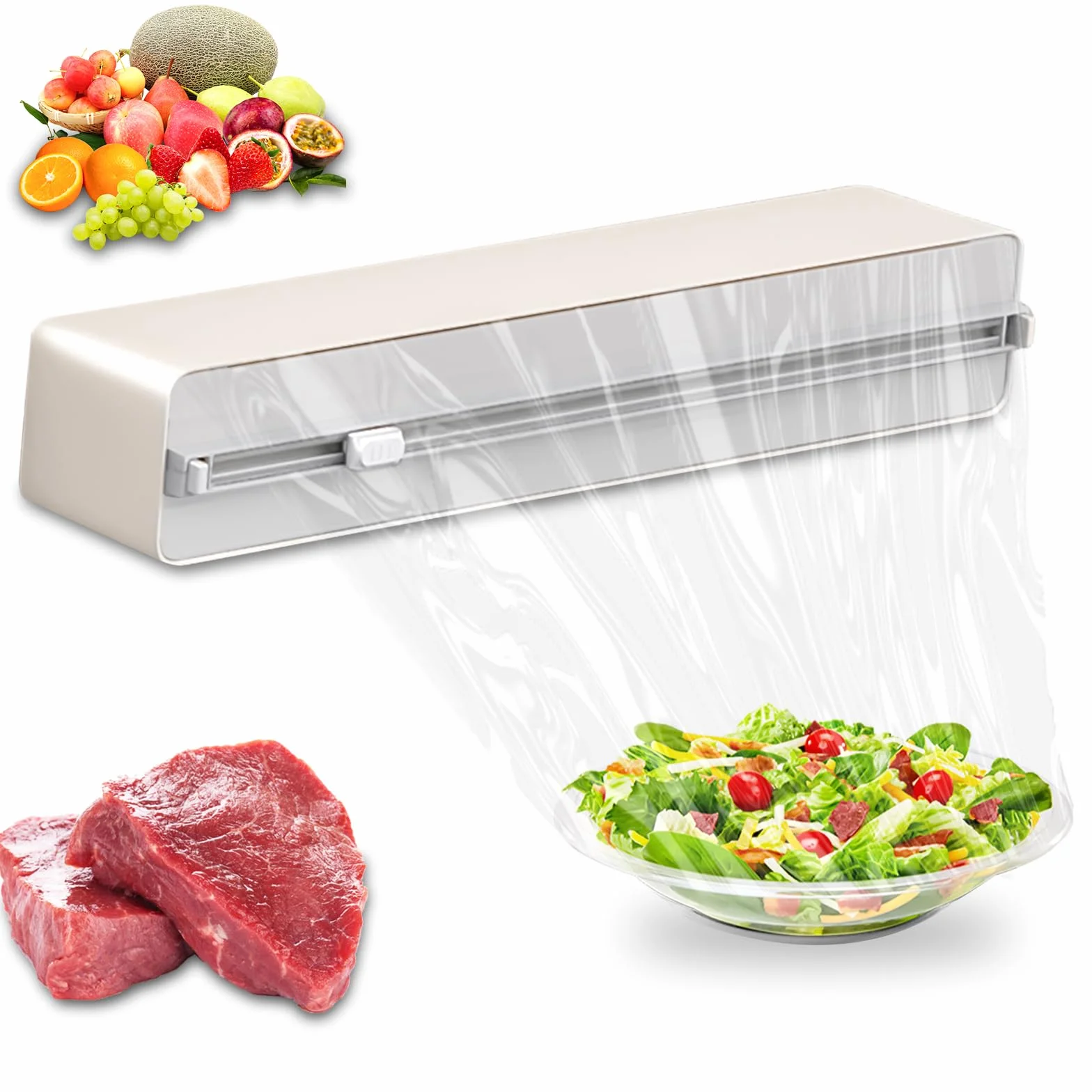 Magnetyczny dozownik folii spożywczej, nóż do folii, dozownik do folii aluminiowej (szary)