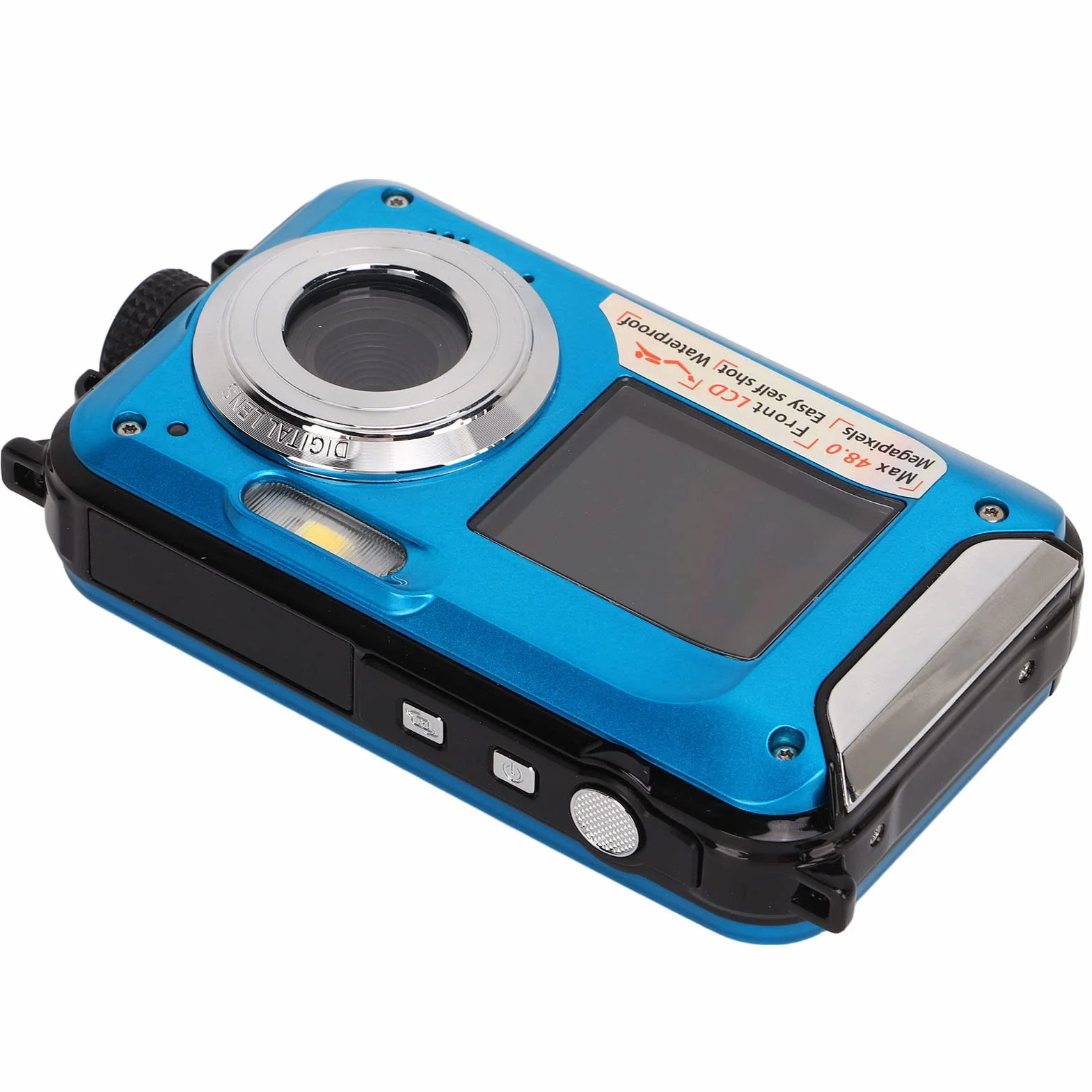 Aparat Podwodny, Wodoodporny Aparat Cyfrowy 2,7 ​​K 48 MP, 10 Stóp, 16-krotny Zoom Cyfrowy, Podwójny Ekran Selfie Podwodny Aparat do Snorkelingu (BLUE)