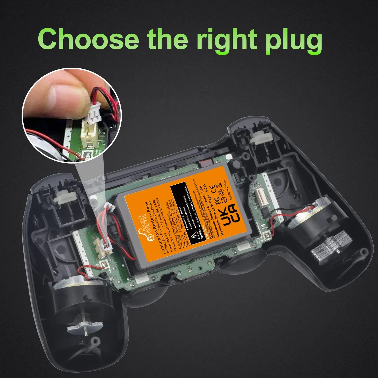 Akumulator do kontrolera PS4, Pickle Power 2 x 2000mAh Akumulatory do PS4 Pro dla Sony PlayStation 4 Dualshock 4 V1 V2 kontroler CUH-ZCT2 CUH-ZCT2E CUH-ZCT1E CUH-ZCT1U z narzędziami