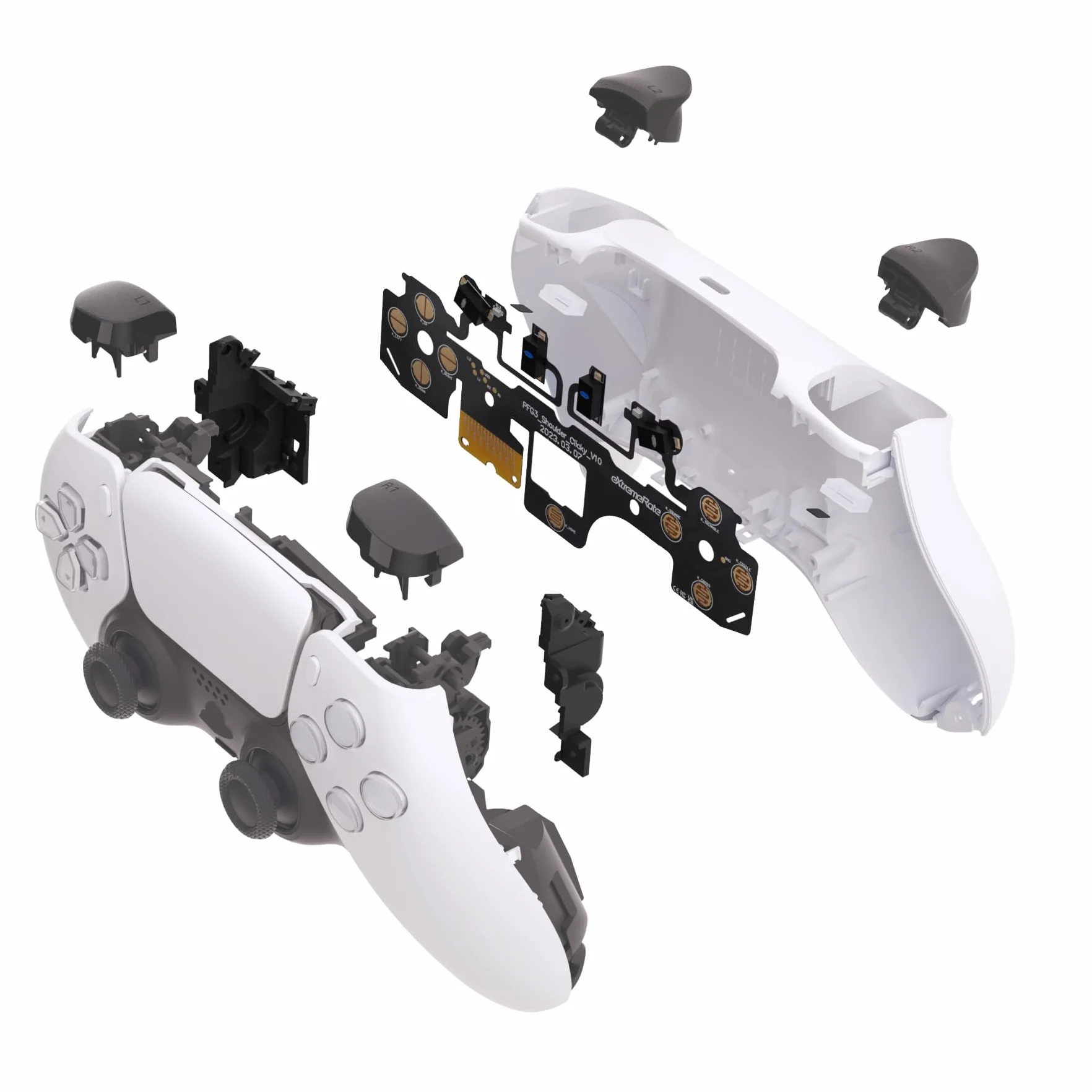 eXtremeRate Micro Switch — Lekka Wersja Clicky Hair Trigger Kit do Kontrolera ps5 Przyciski Naramienne, Ergonomiczny Micro Switch Przyciski Wyzwalające Zderzaka Kliknięcie Myszą do Kontrolera ps5 BDM-030