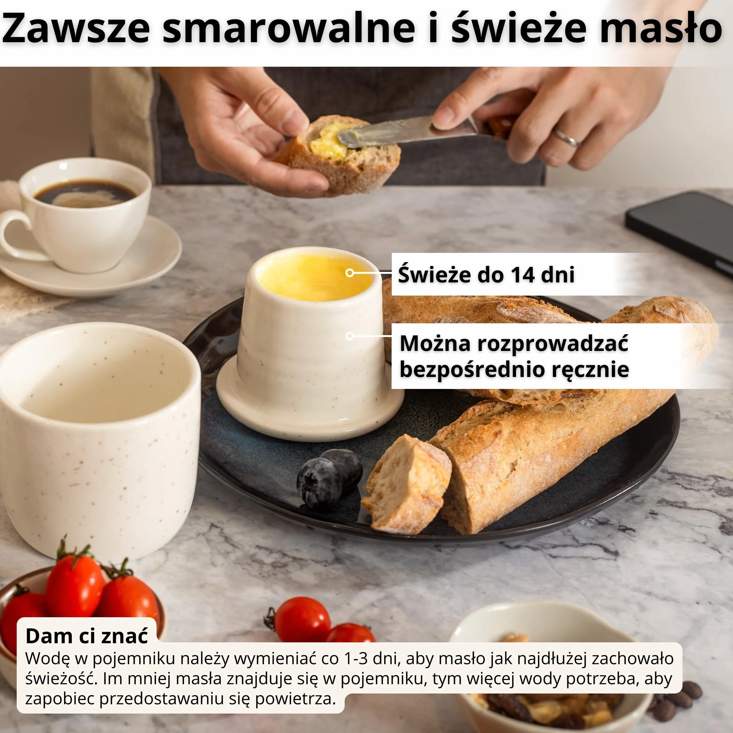 DEKAZIA® Maslenka Francuska Chłodzona Wodą 250gr Słoik Ceramika