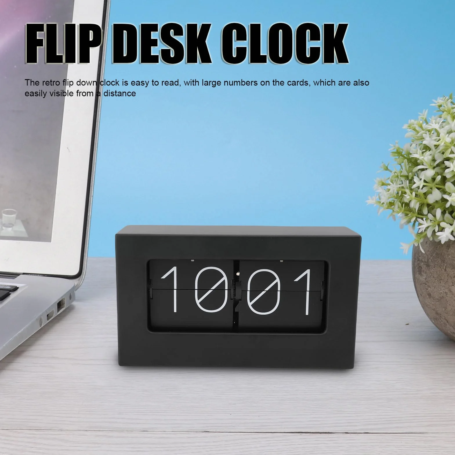 Greensen Retro Flip Clock z automatyczną zmianą Stron, Mechaniczny Zegarek Stołowy ze Stali Nierdzewnej do Domu i Biura, Elegancki i Praktyczny