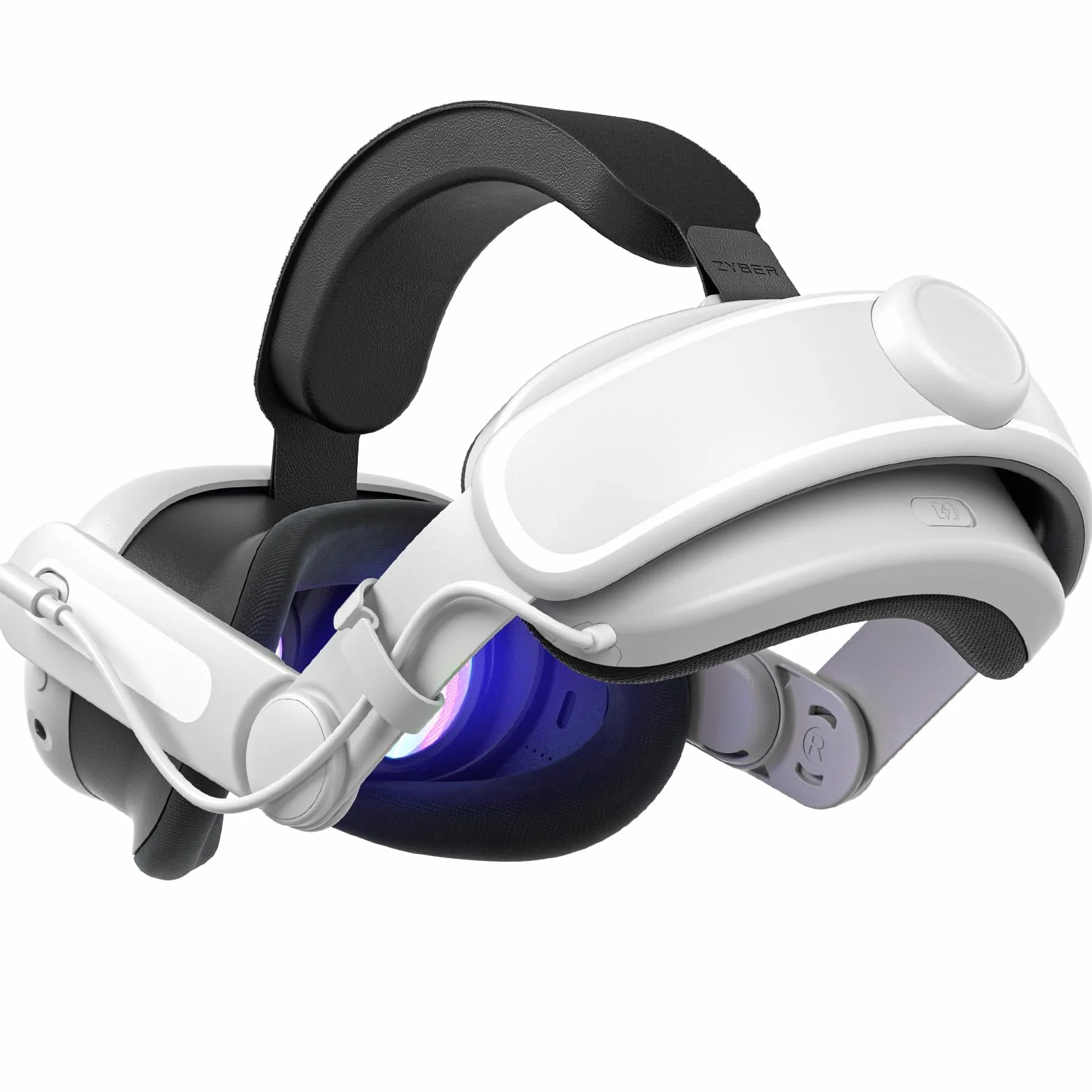 Zybervr Opaska na głowę z akumulatorem do Meta Quest 3, Comfort Zamiennik 6000 mAh Elite Strap, kompatybilna z akcesoriami Oculus Quest 3, zestaw słuchawkowy VR, regulowany, wydłużony czas gry