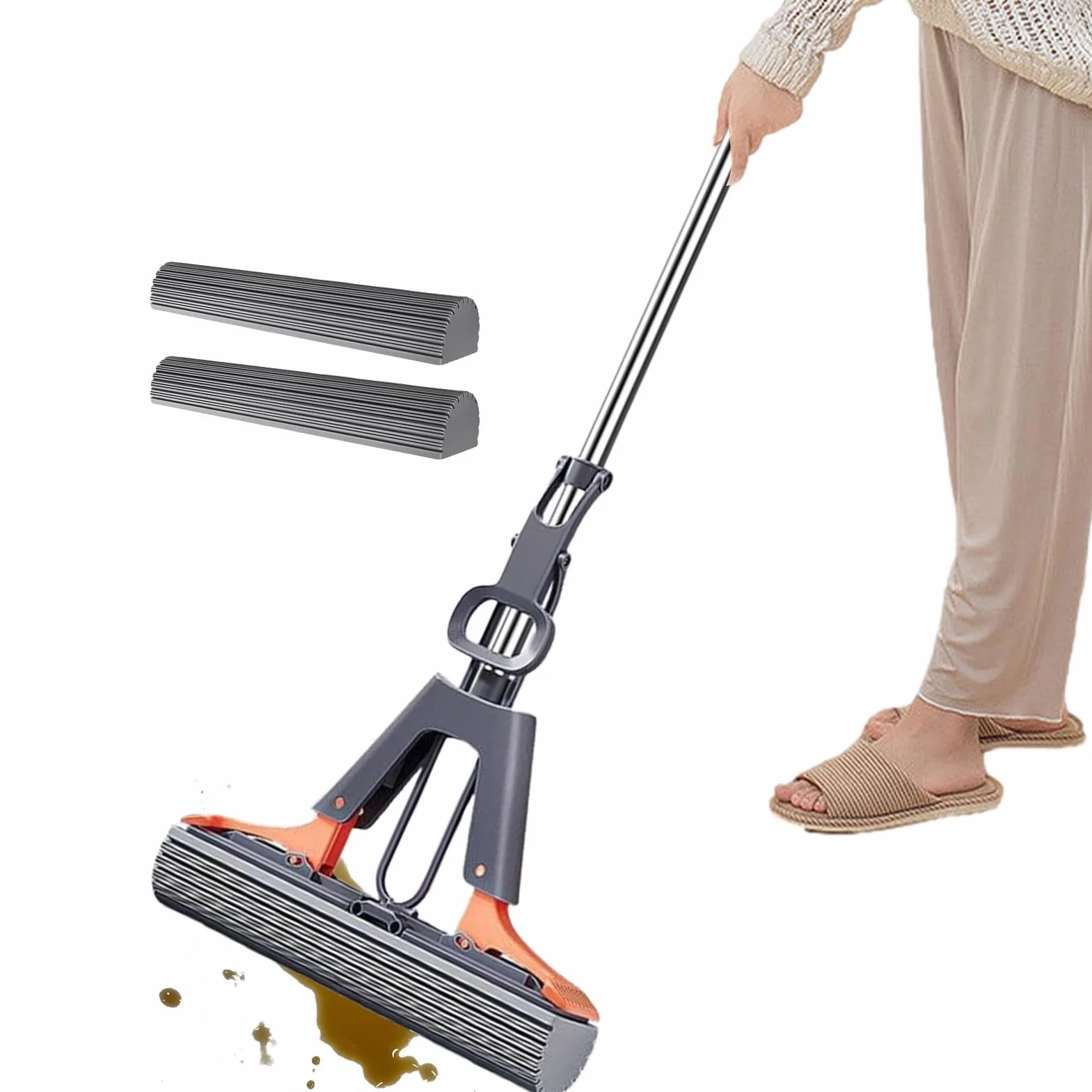 Mop do ściskania, mop gąbkowy PVA, mop rolkowy, mop chłonny, mop do czyszczenia, narzędzie do czyszczenia podłóg, mop do marmuru, mop łazienkowy, czyszczenie balkonu, mop z wkładami do czyszczenia