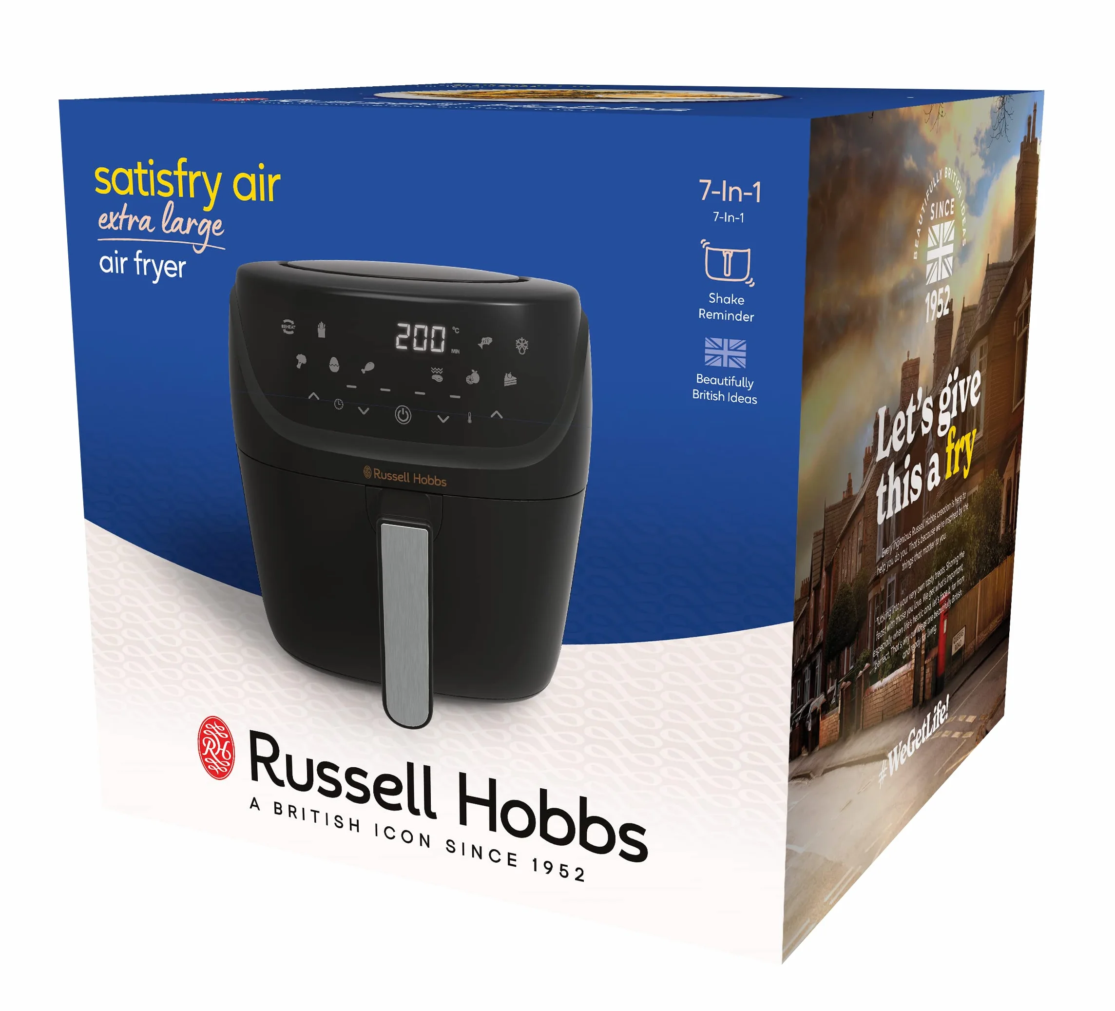 Russell Hobbs Frytkownica beztłuszczowa XXL 8L [7 funkcji gotowania, 10 programów] Rapid Air (można myć w zmywarce, max. 220°C, frytkownica bez oleju, grill, pieczenie, smażenie) SatisFry 27170-56
