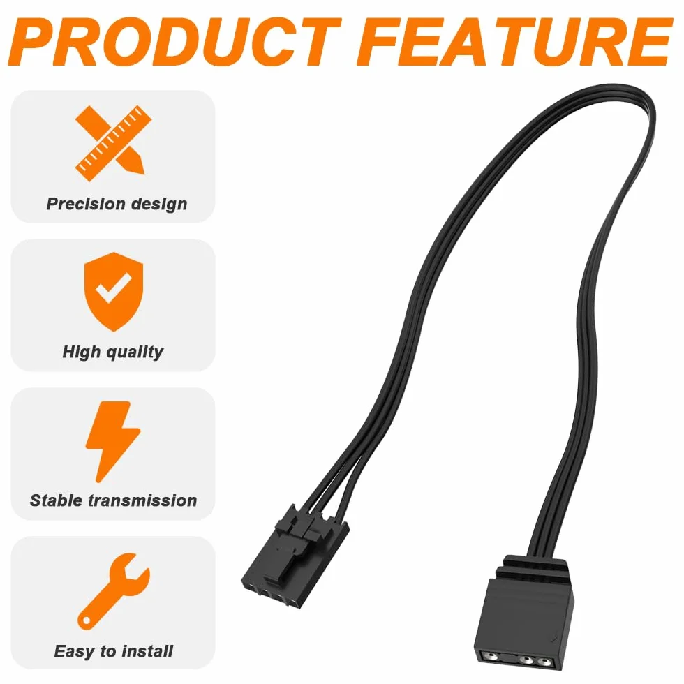 Xiatiaosann Kabel adaptera RGB z 4 pinami na 3 piny do Corsair RGB, 5 V 3-pinowy kabel przyłączeniowy ARGB, Lighting Node CORE, Commander CORE i iCUE Commander CORE XT (10 cm/3,94 cala, 3 szt.)