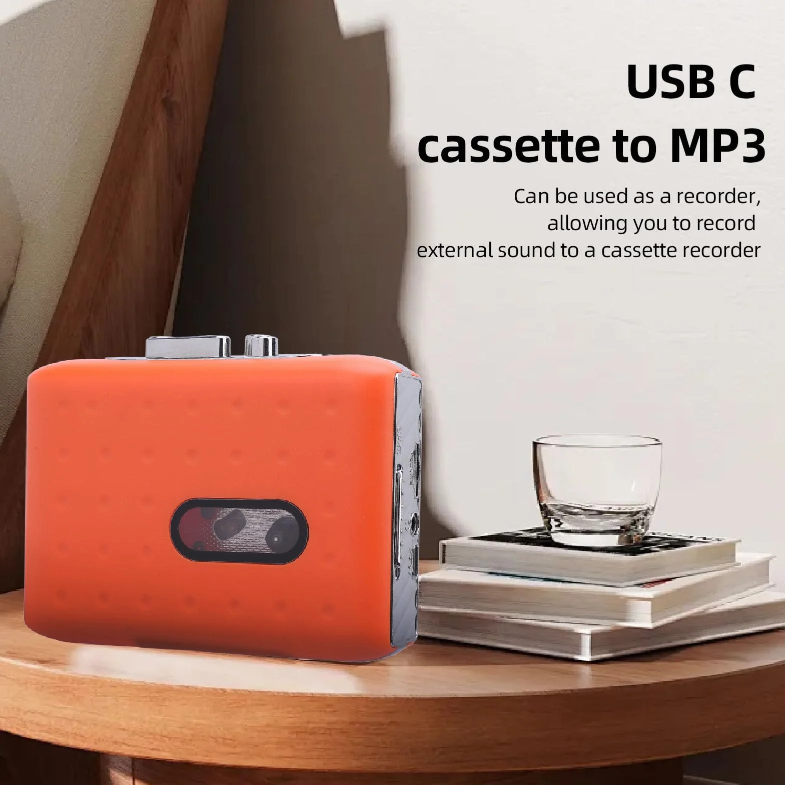 Sxhlseller Przenośny Odtwarzacz Kasetowy, Kasetowy Magnetofon, Kasety do Mp3 Cyfrowego Konwertera z Gniazdem Słuchawkowym, Wbudowane Mikrofon