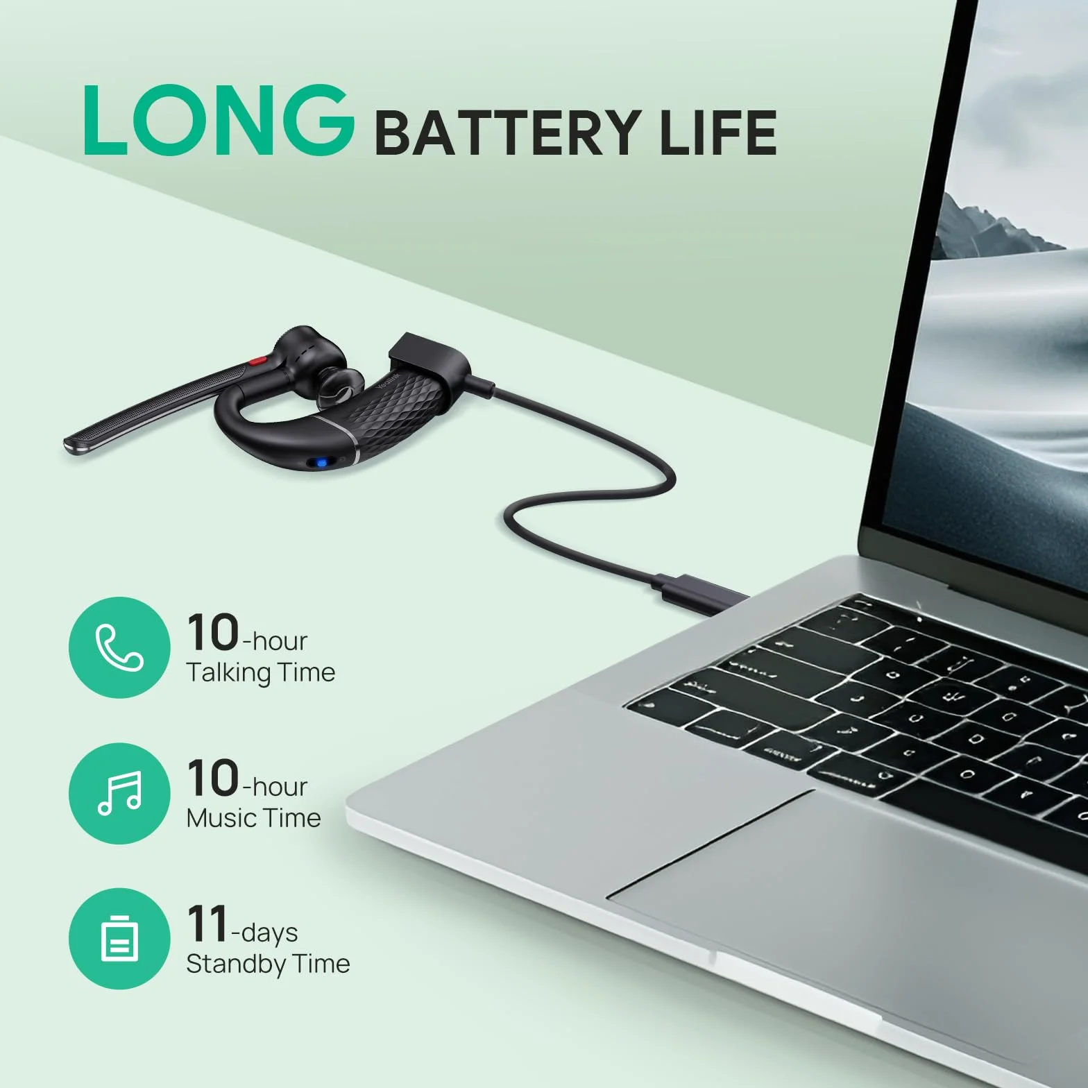 Yealink BH71 Lite Zestaw słuchawkowy Bluetooth, bezprzewodowe słuchawki z 4 mikrofonami z funkcją redukcji szumów, 10H czasu rozmowy, regulowany haczyk na ucho, słuchawki Bluetooth do telefonu