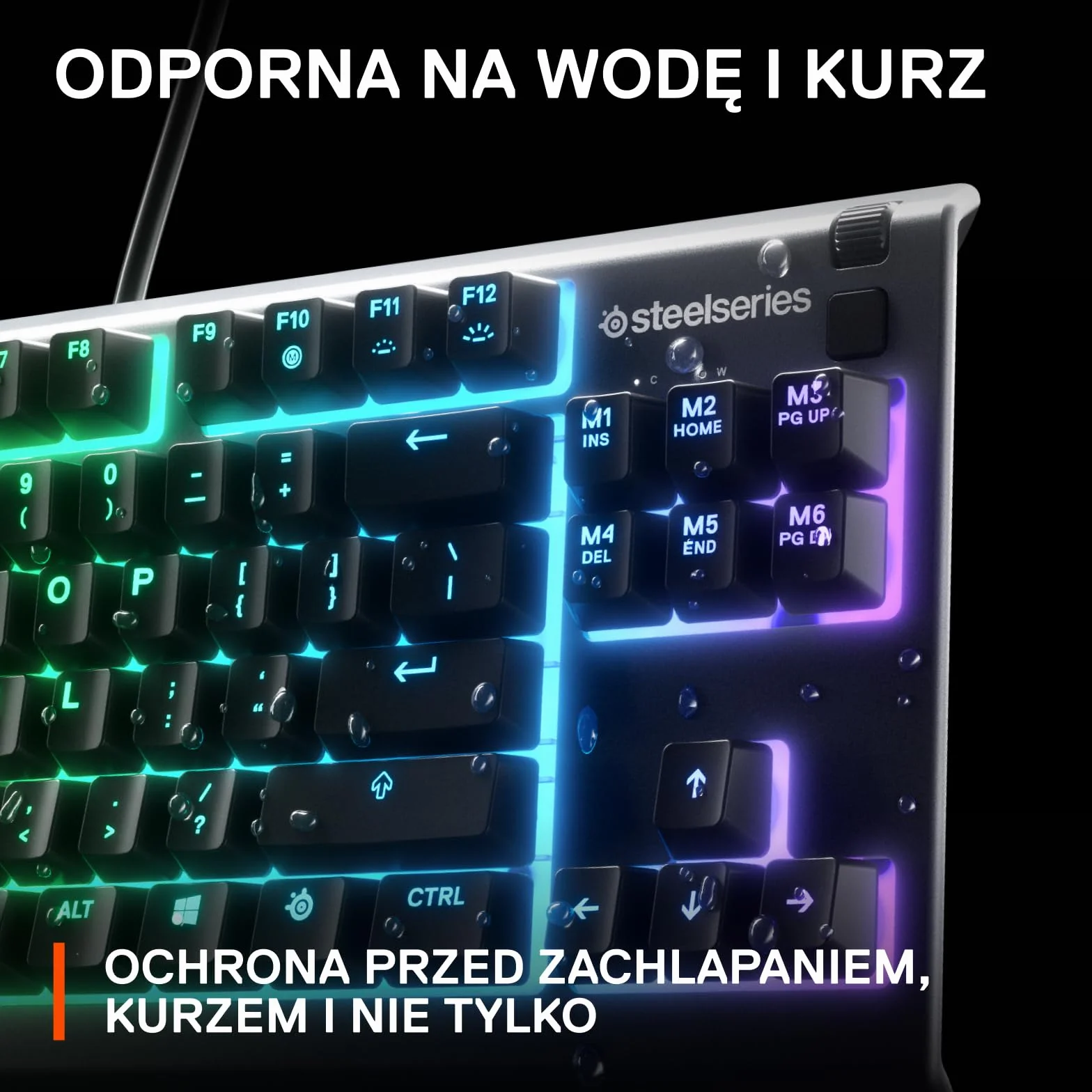 SteelSeries Apex 3 TKL - RGB Gaming Keyboard - Kompaktowa e-sportowa obudowa bez części numerycznej - 8-strefowe podświetlenie RGB - Amerykański układ QWERTY