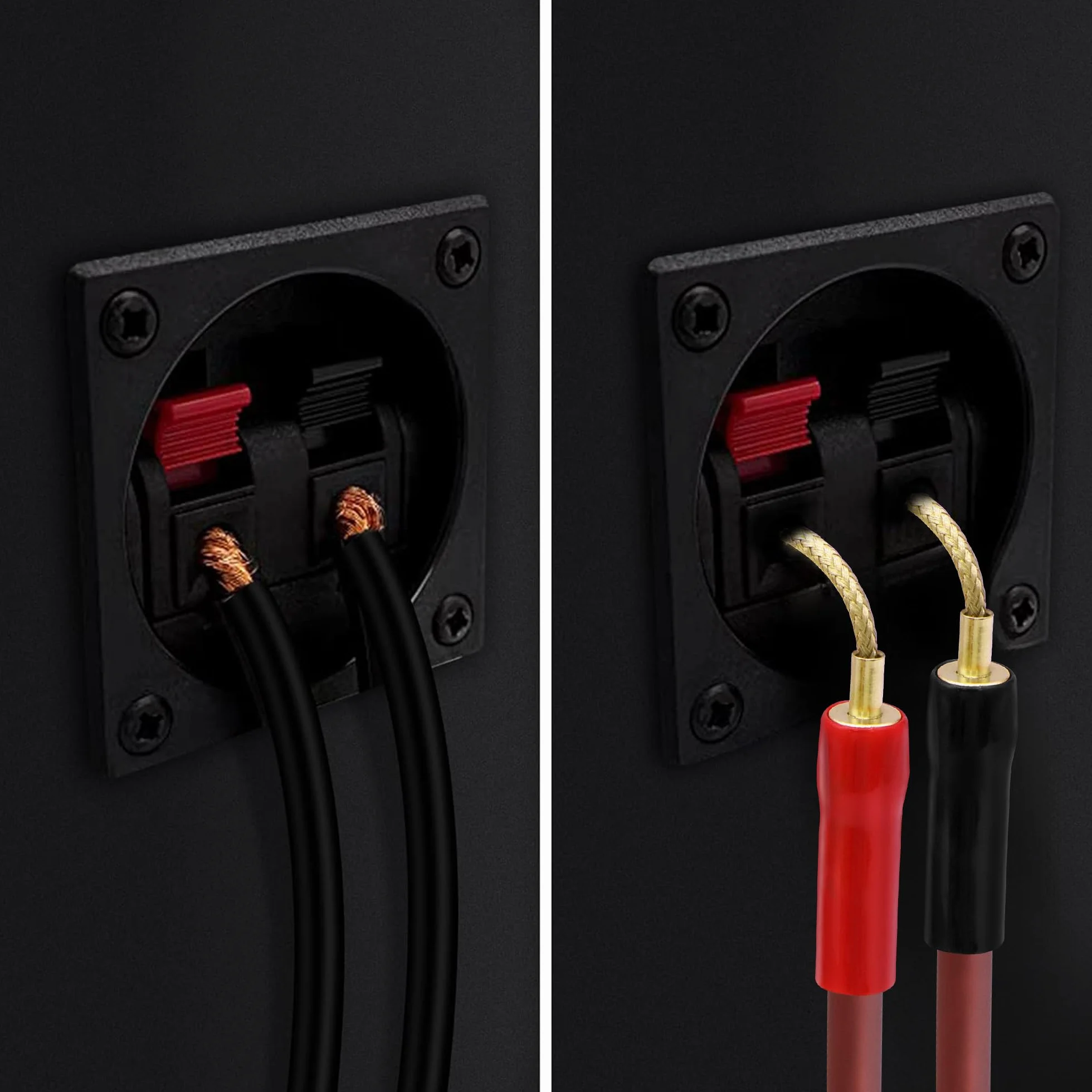 XMSJSIY Flex Pin Banane Kabel głośnikowy 14AWG HiFi Audio OFC spleciony terminal złocony w złoto wtyczka głośnikowa kabel audio głośnikowy do wzmacniacza systemu dźwiękowego - 2M / 6.56 stóp