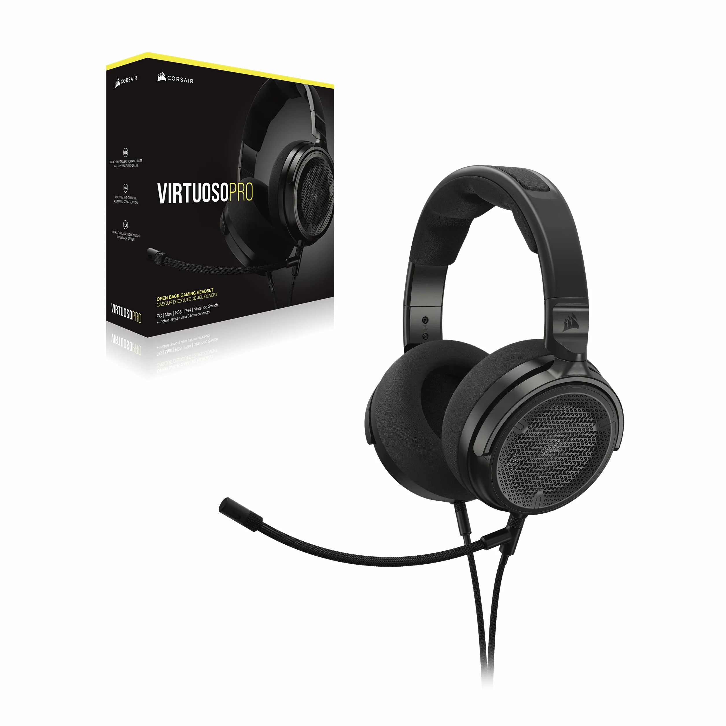 CORSAIR VIRTUOSO PRO Przewodowy Zestaw Słuchawkowy do Gier 50 mm 20Hz-40 kHz Carbon