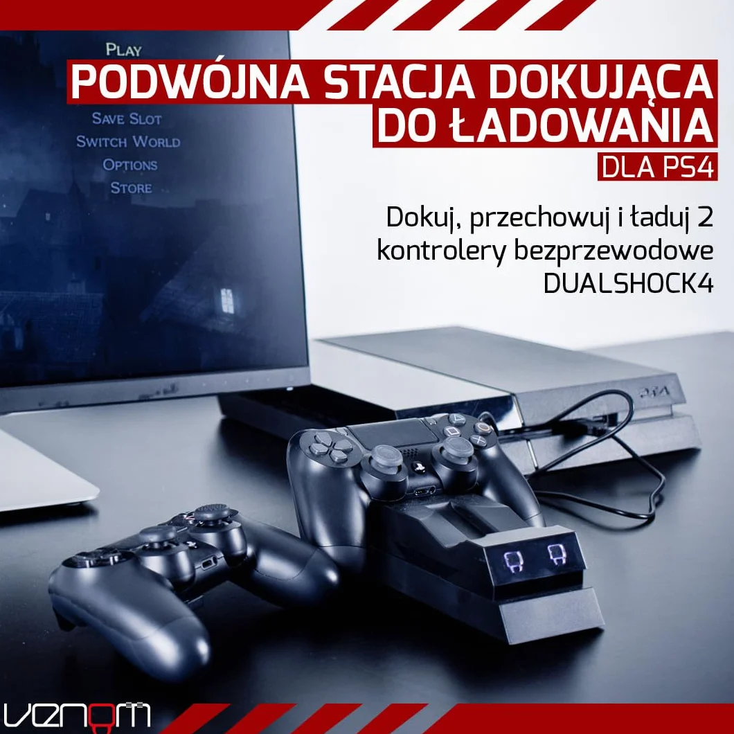 Venom Playstation 4 VS2732 Stacja Dokująca, Czarny, 5 x 12.3 x 20 cm