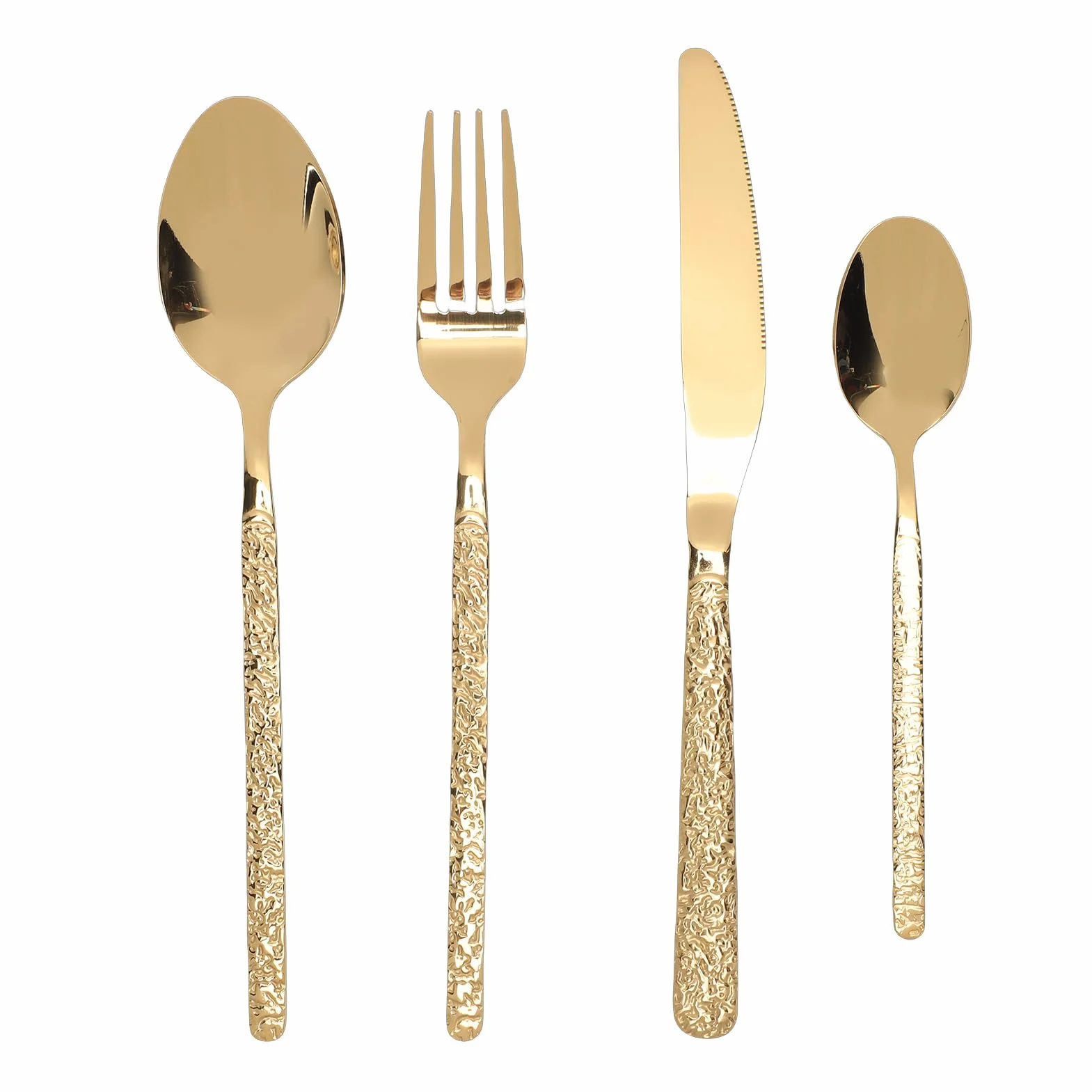 Sxhlseller Zestaw Sztućców ze Stali Nierdzewnej Elegancki Zestaw Sztućców dla 6 Osób Można myć w Zmywarce na Przyjęcie Weselne w Restauracji (Kamień Wzór Złoto)