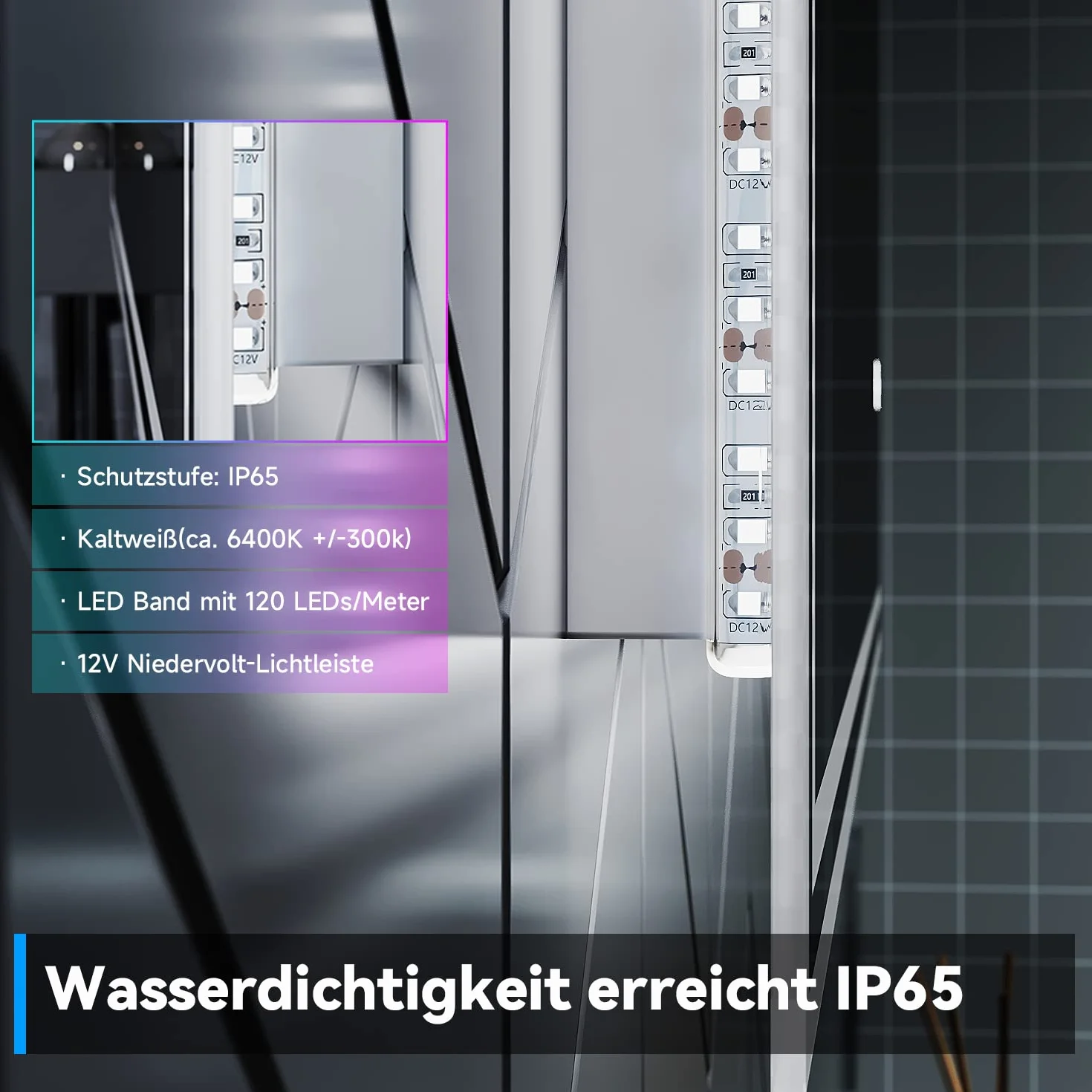 SONNI Lustro łazienkowe z oświetleniem 80x60 cm Bluetooth 5.0 LED bez zaparowania przełącznik dotykowy IP44 6400K