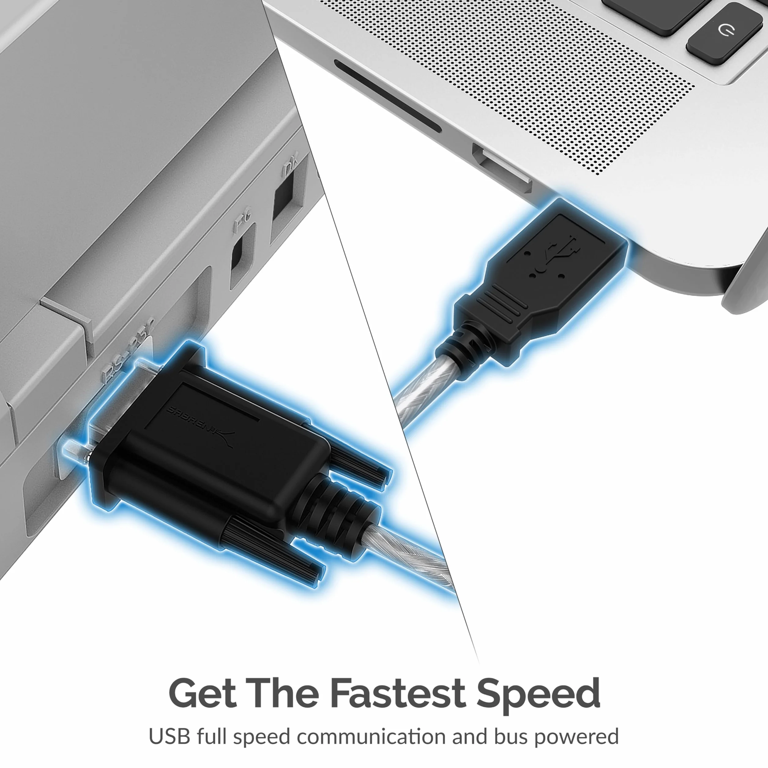 Sabrent Adapter USB na szeregowy (30 cm) USB na RS232 kabel szeregowy, kabel konwertera DB-9 (9-biegunowy) do Windows, Mac OS, Linux (SBT-USC1K)