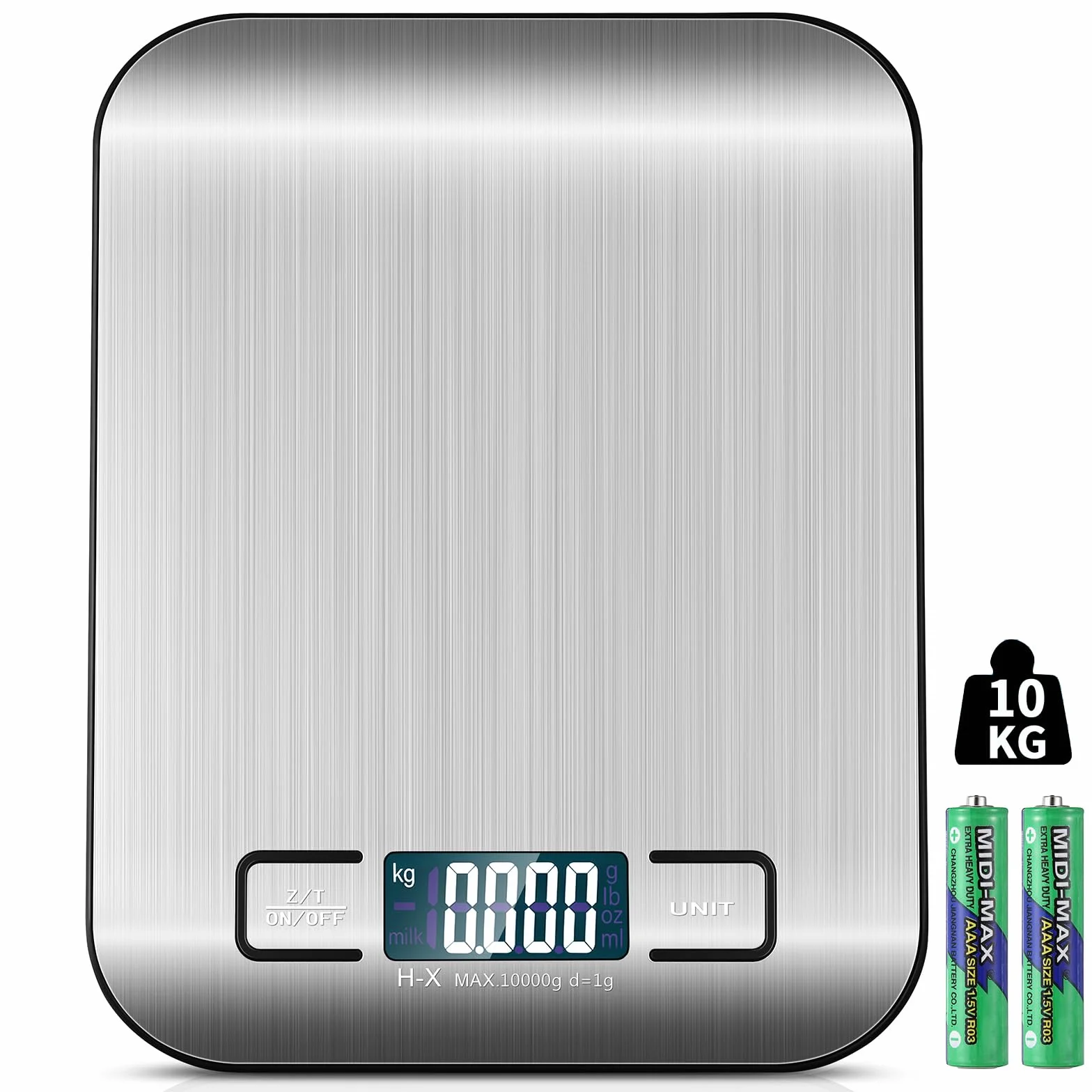 Küchenwaage Digital, 10KG Küchenwaage mit LCD Display und Tara Funktion, Küchenwaage zum Backen und Kochen, Messen von Zutaten, Schmuck so weiter, 1g