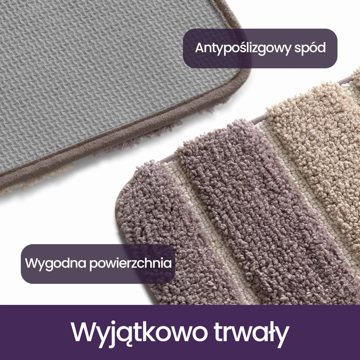 DEXI Antypoślizgowa mata do kąpieli, bardzo miękka mata łazienkowa, można prać w pralce, pochłaniająca wodę, 60 x 110 cm, beżowy
