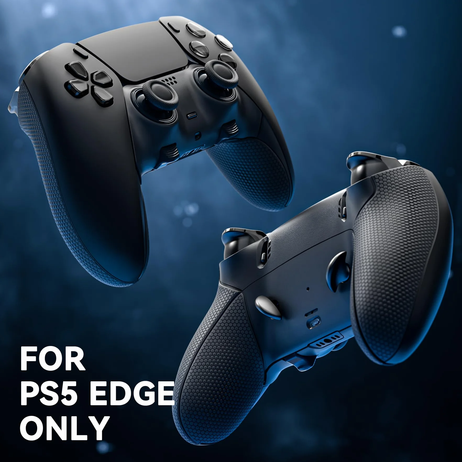 eXtremeRate Beyond-ARC Zestaw Dolnej Obudowy kompatybilny z ps5 Edge Controller z Gumowanym Uchwytem, Wymienna Przednia i Tylna Panele Shell dla ps5 Edge Controller–Czarny