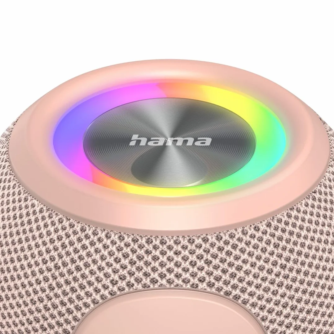 Przenośny głośnik Bluetooth Hama Ballshape 3.0, 5W, LED, TWS, 10h odtwarzania, głośnomówiący, USB-C, idealny na imprezy, plener i sport, różowy – doskonały dźwięk i światło w harmonii