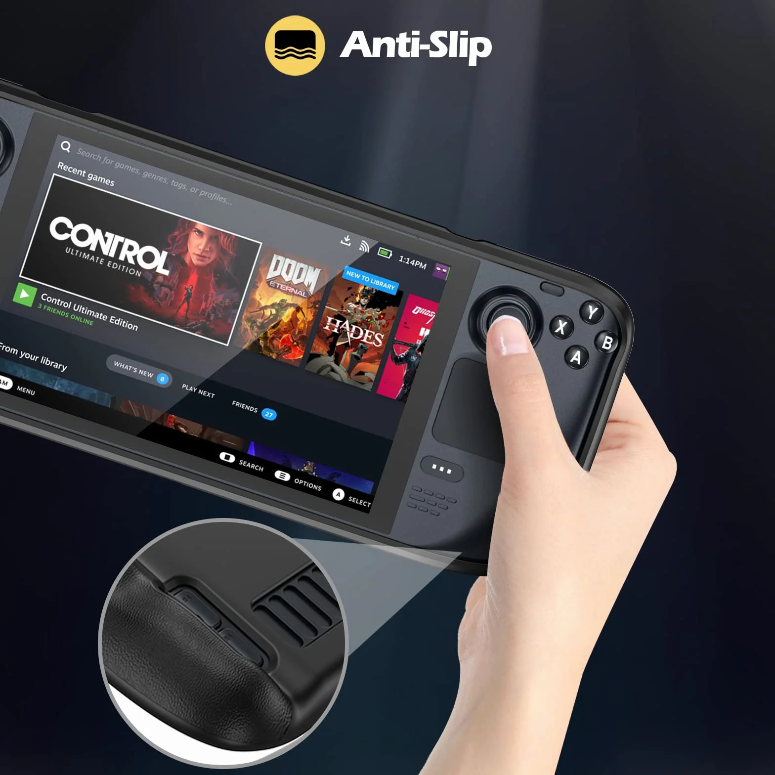 ProCase Etui na Steam Deck Flip Cover Kompatybilne z 7-Calowym Valve, Magnetyczne, Zdejmowane, Czarne