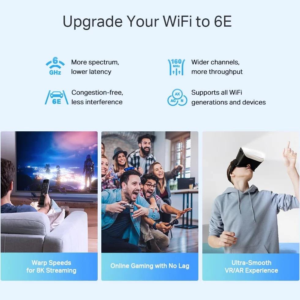 TP-Link Deco WiFi 6E Mesh AXE5400 Mbps Tri-band Deco XE75 Pro (1 opakowanie), WPA3, 1 port 2,5G, 2 porty Gigabit, idealne do dużych domów. Wykorzystaj w pełni subskrypcję światłowodową