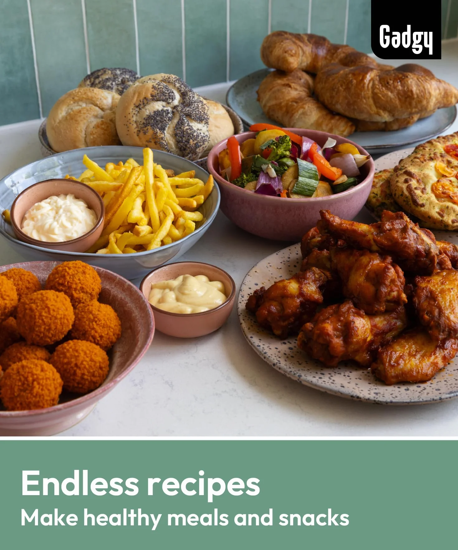 Gadgy Frytkownica Beztłuszczowa z Okienkiem 5L - Airfryer z Powłoką Nieprzywierającą - 1400W Frytura Bez Oleju - Regulowana Temperatura 80°C-200°C - Cyfrowy Ekran Dotykowy
