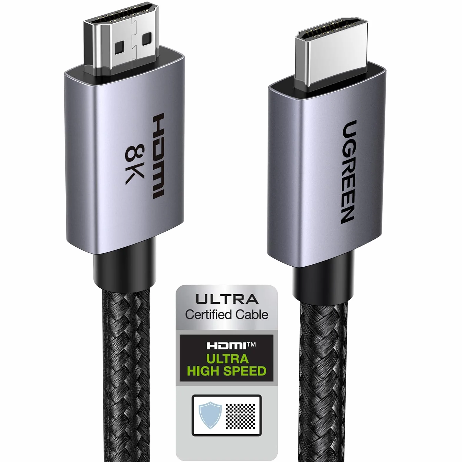 UGREEN Kabel HDMI 2.1 8K 60Hz 4K 240Hz 165Hz 144Hz 120Hz 48Gbit/s High Speed, Kabel HDMI 2.1 Ultra HD eARC HDR 10+ HDCP Dolby Vision VRR Kompatybilny z TV/PS5/PS4/ Xbox Series X/Monitor/Laptop (0.5M)