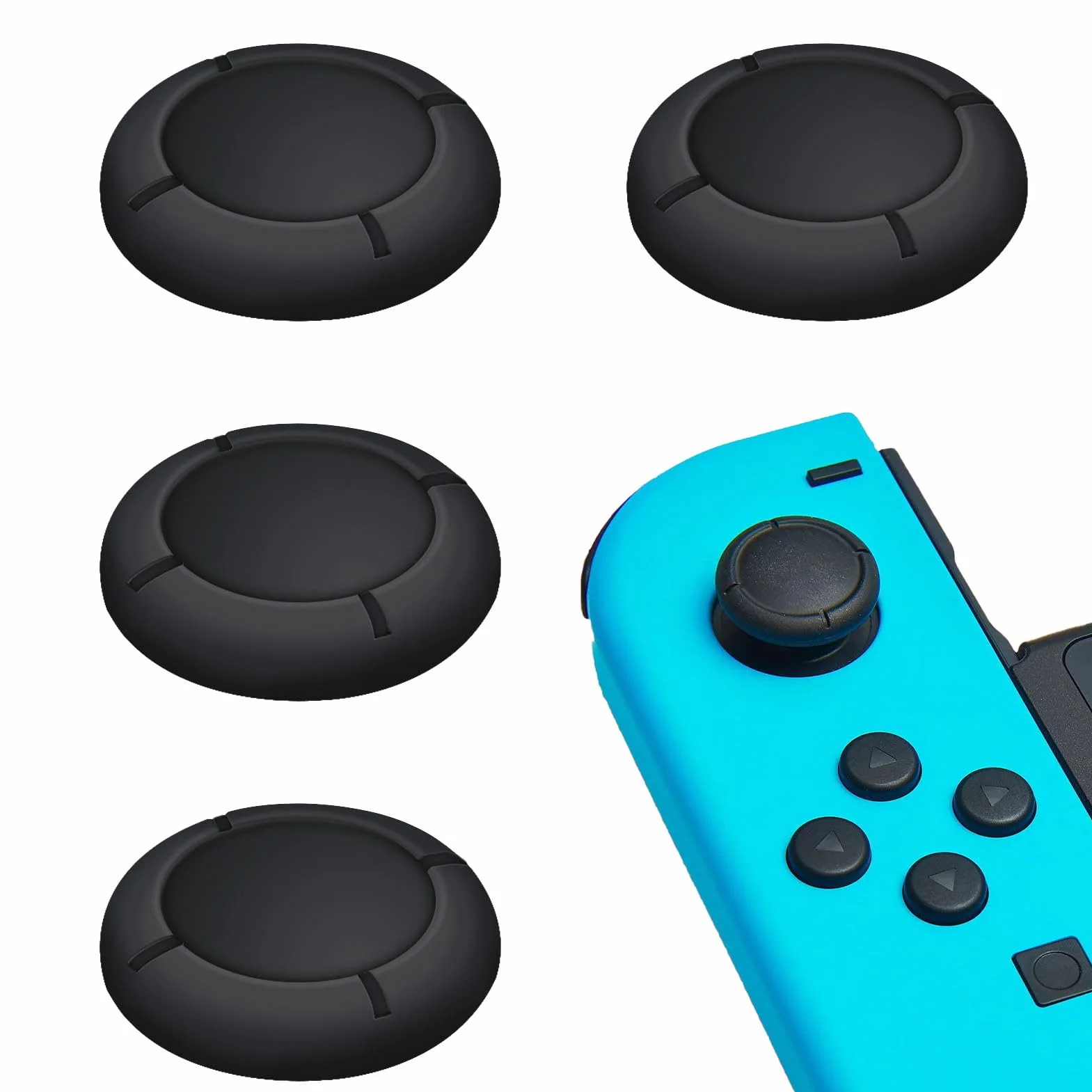 Wymienna nasadka do kontrolera Joycon, 4 szt. Ochraniacz kciuków do przełącznika/Lite czarne, silikonowe akcesoria ochronne Joystick 3D Grips Caps