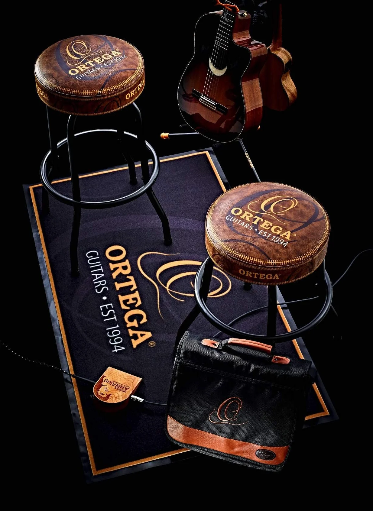 Ortega Guitars Wyściełany stołek sceniczny - na scenę, bar, studio, salon wystawowy - wysokość 61 cm - brązowy vintage (OBS24V2)