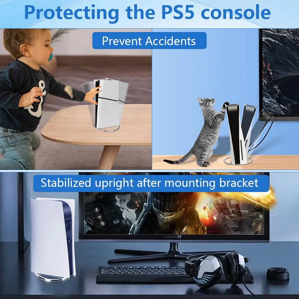 Stojak na konsolę, pionowy stojak do PS5 i PS5 Pro Accessories Digital Edition Slim stojak na konsolę Playstation 5 Disc Edition zapewnia solidne i stabilne wsparcie (biała)