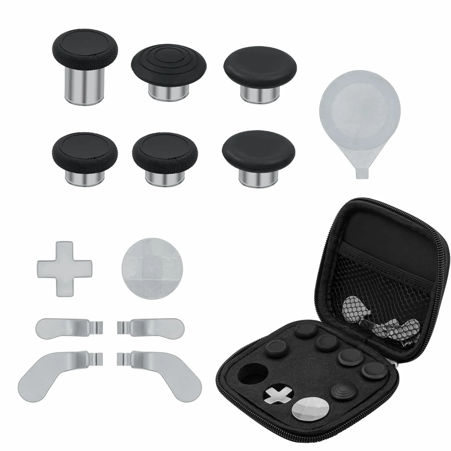 Mcbazel 13 w 1 wymiana Thumbsticks wiosła spustowe D-pady torba do przenoszenia do kontrolera Xbox One Elite Series 2 srebrny