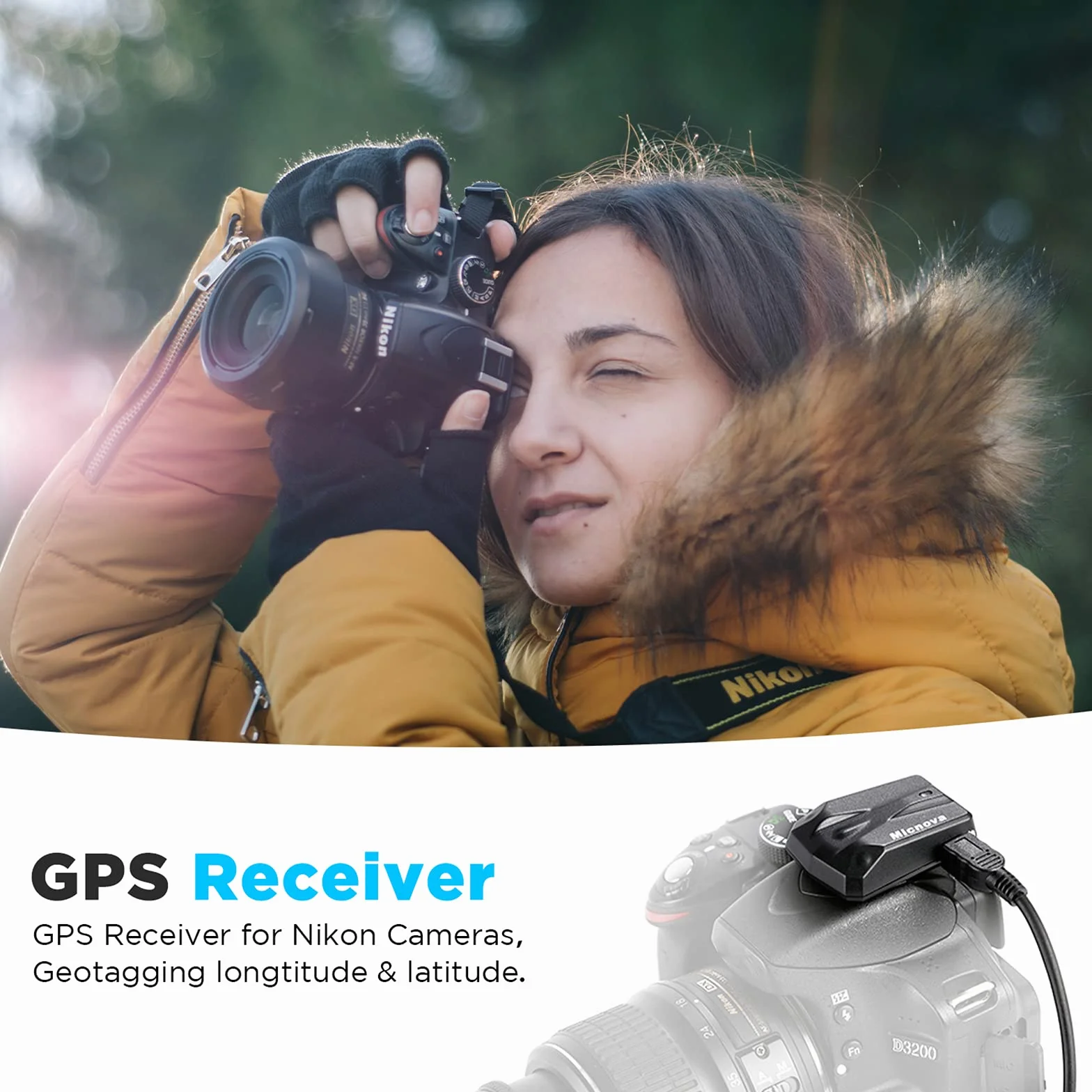 GPS-N PLUS kamera o wysokiej precyzji GPS nawigacja geotagowanie do Nikon D3100, D3200, D3300, D5000, D5100, D5200, D5300, D7000, D7100, D600, D610, D800, D810, D810, D810. 700, D 750, D90,