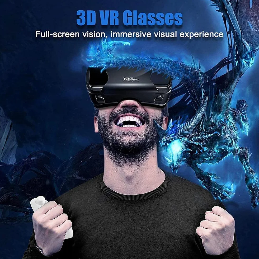 Pełnoekranowe okulary wirtualnej rzeczywistości 3D zestaw VR 3D okulary wirtualnej rzeczywistości, regulowane za pomocą gamepada