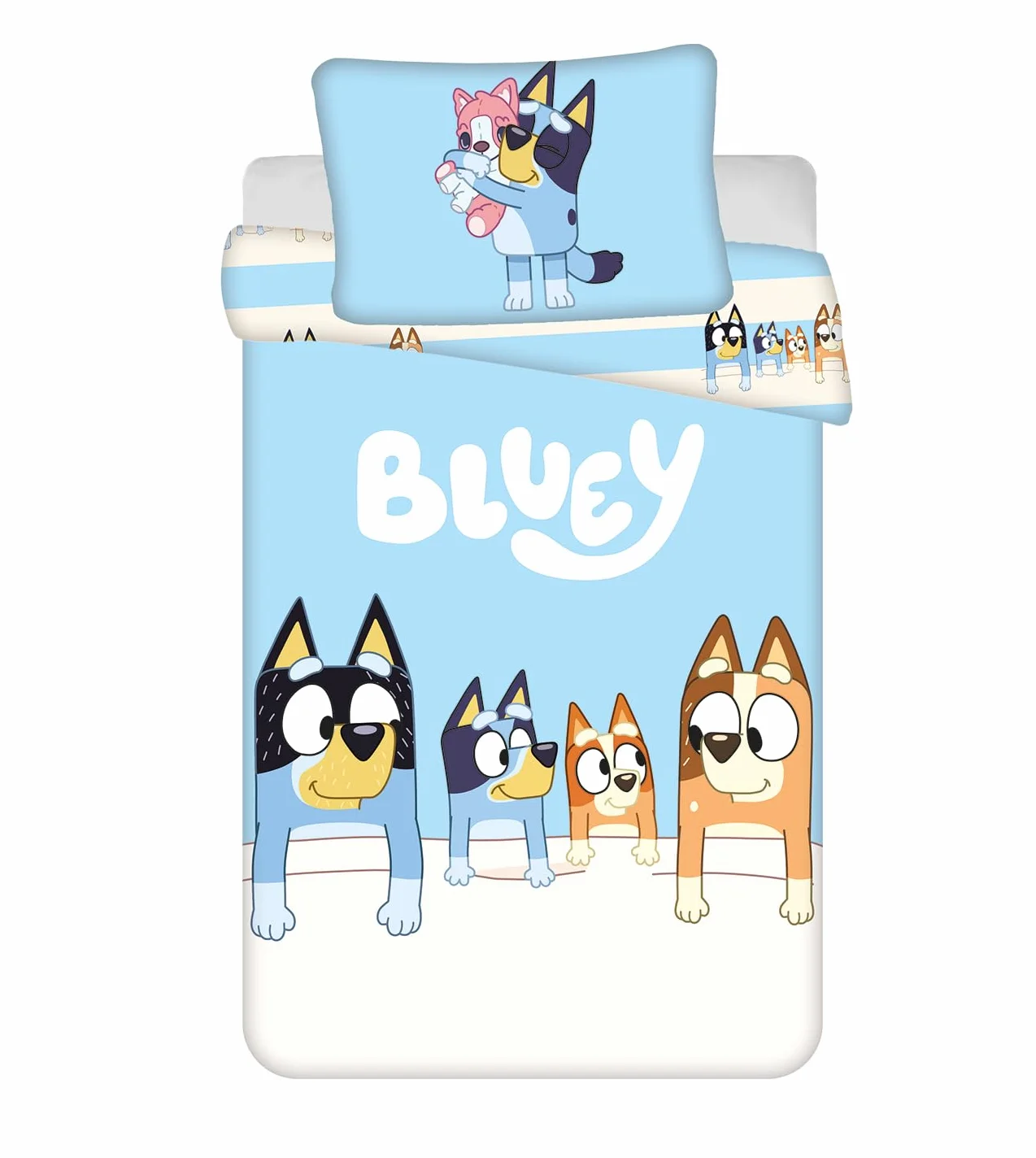 Jerry Fabrics Bluey Zestaw pościeli dla maluchów – 2-częściowy zestaw pościeli z poszewką na poduszkę, zestaw pościeli dla niemowląt i małych dzieci, 100 x 135 cm + poszewka na poduszkę 40 x 60 cm
