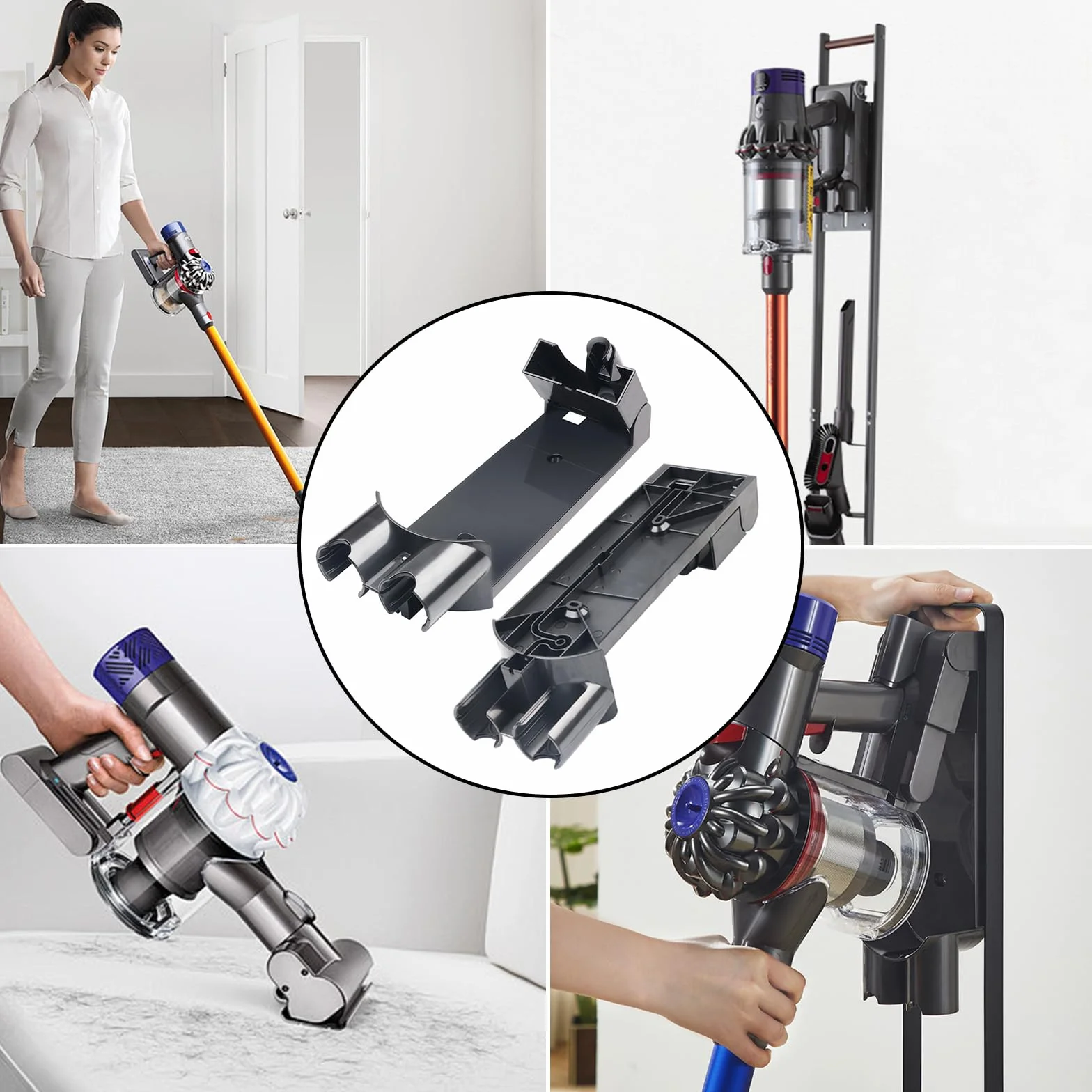 Uchwyt ścienny kompatybilny z odkurzaczem Dyson V7/8, akcesoria, uchwyt do odkurzacza, tworzywo sztuczne, stojak ładujący (32 x 10 cm)