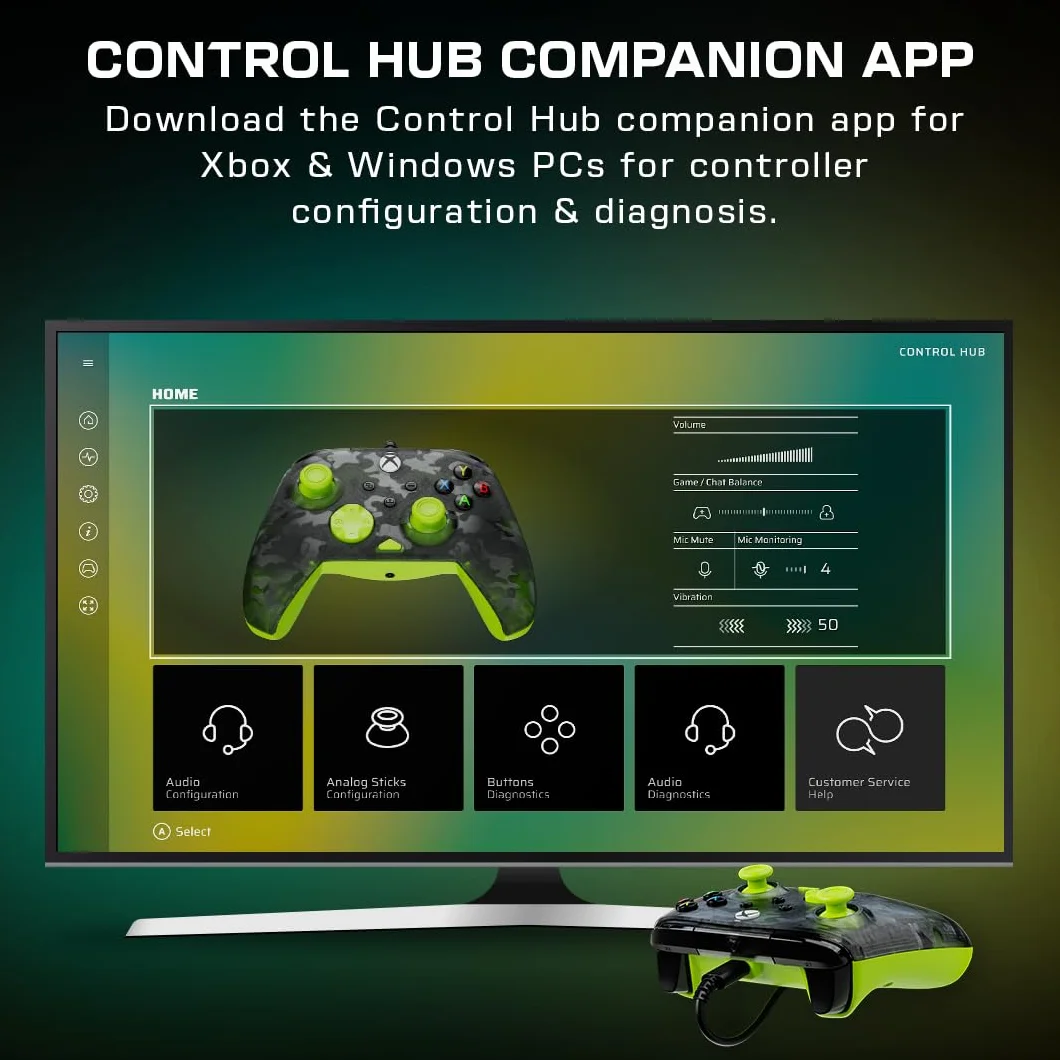 Turtle Beach Rematch Core Ghost Black Camo Yellow Wired Gaming Controller dla Xbox Series X S Xbox One PC