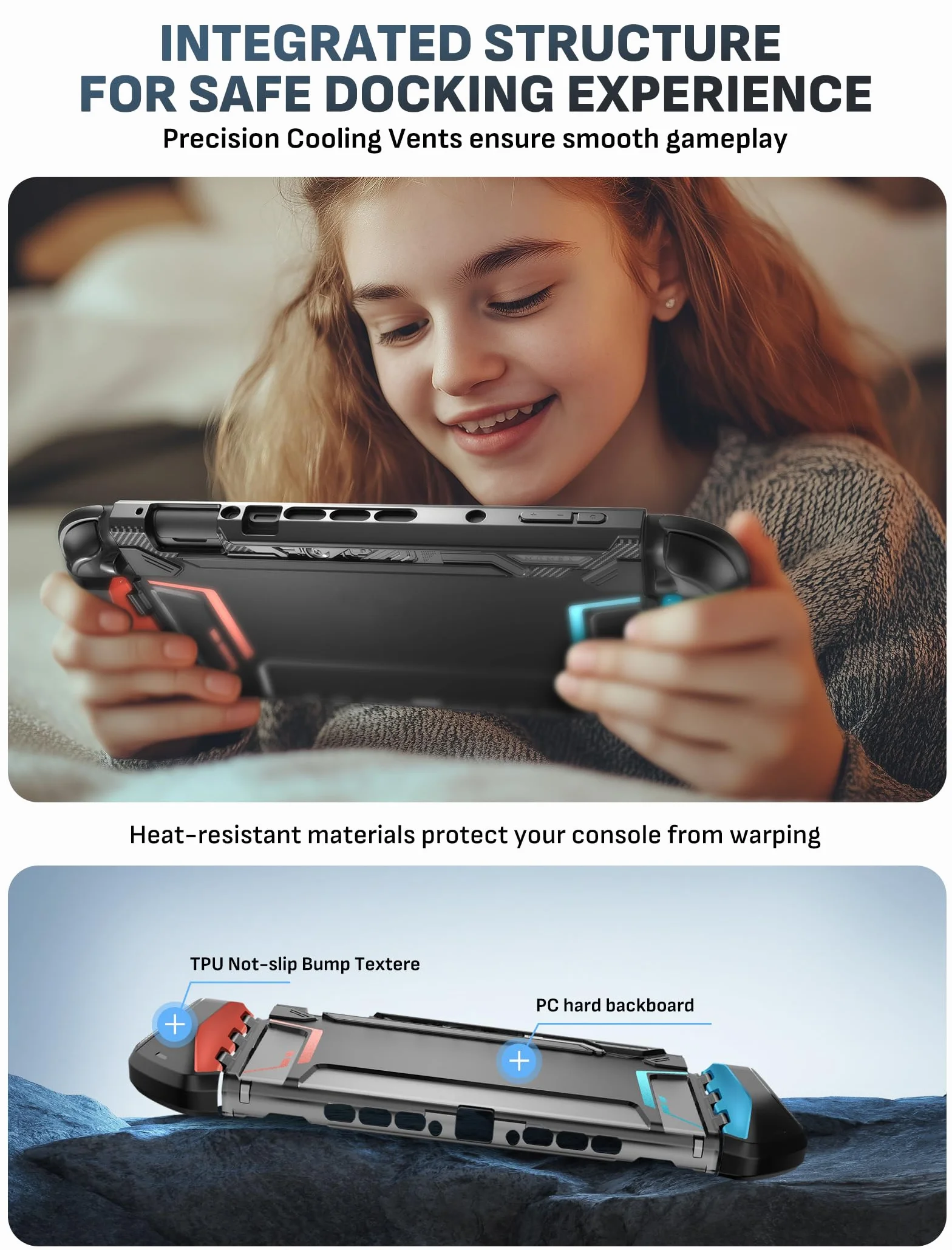 Mumba Etui Dockable do Nintendo Switch 2 (2025) - [Blade Series] Pokrowiec TPU z uchwytem - Akcesoria kompatybilne z Switch 2 (2025) (Niebieski/Czerwony)