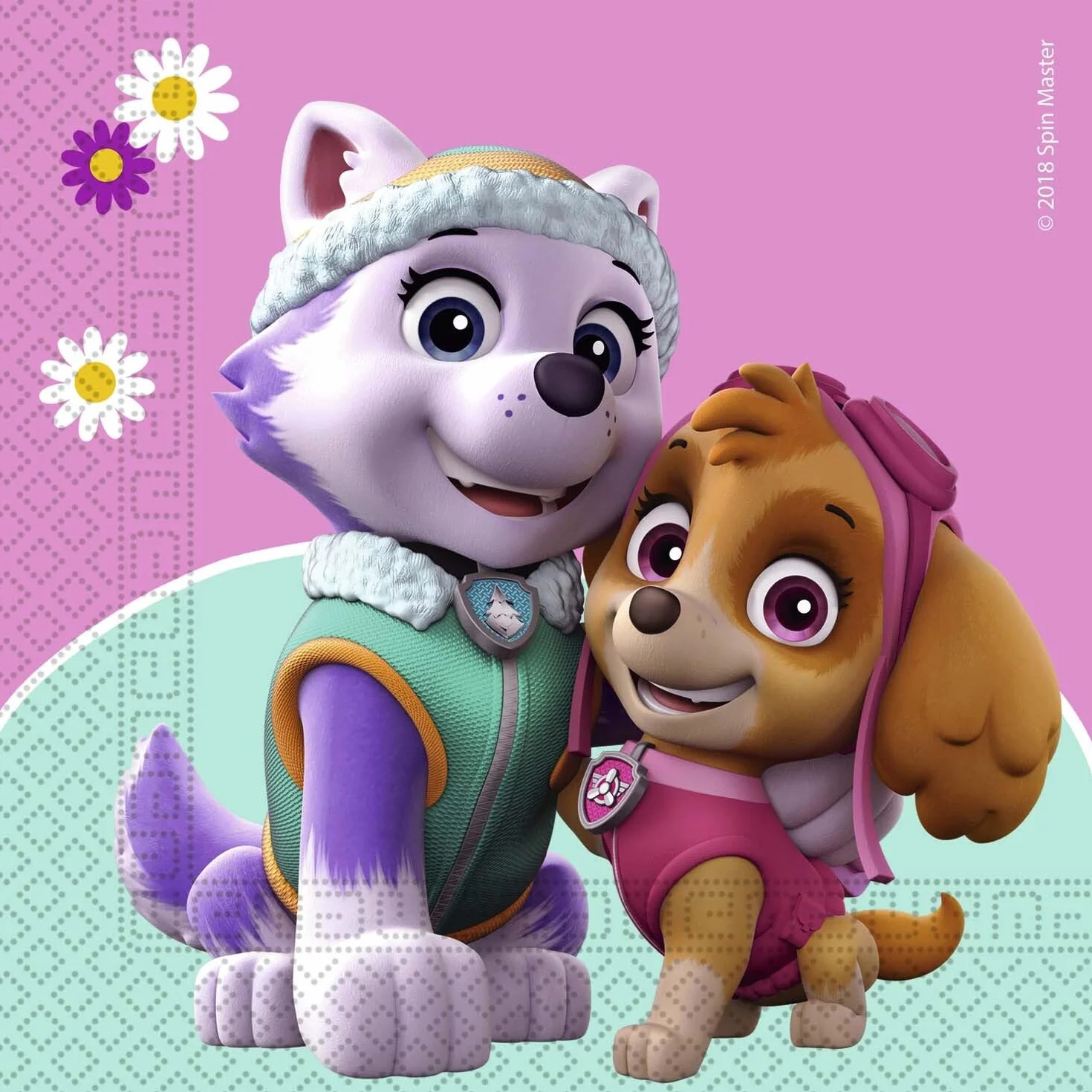 Procos DY10273867 - Paw Patrol Skye & Everest Party Set Small, talerze, kubki i serwetki, dekoracja stołu, dekoracja urodzinowa