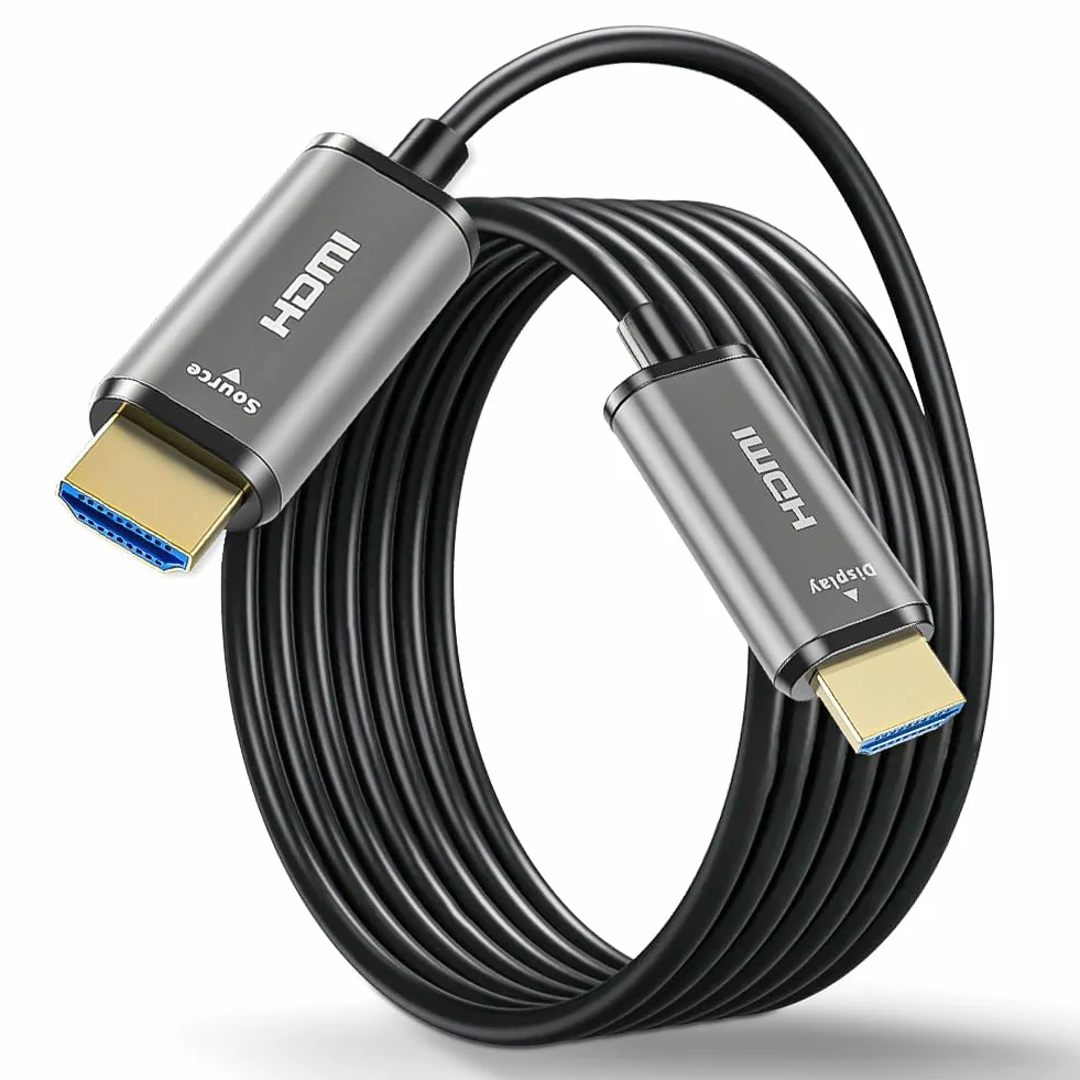 OFFCUP Kabel światłowodowy HDMI 10 m, HDMI 4K, ultra wysoka prędkość, kabel 2.1, 48 GB/sek., obsługuje 8K przy 60 Hz 4K przy 240 Hz, z eARC Dolby, kompatybilny z Blu-ray, TV, HDTV, projektorem