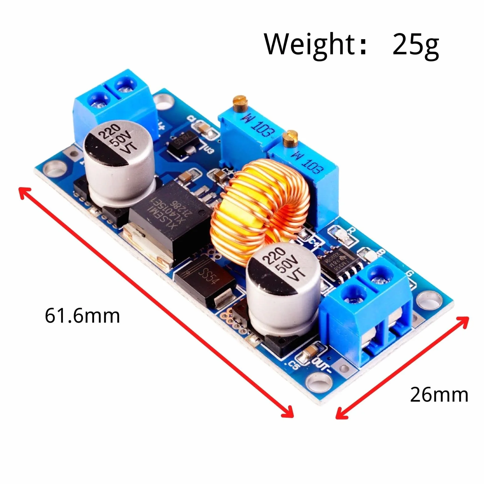XL4015 DC-DC Buck Converter LAOMAO Regulowany konwerter napięcia 5A 8-36V do 1,25-32V Kompatybilny z Arduino Raspberry Pi