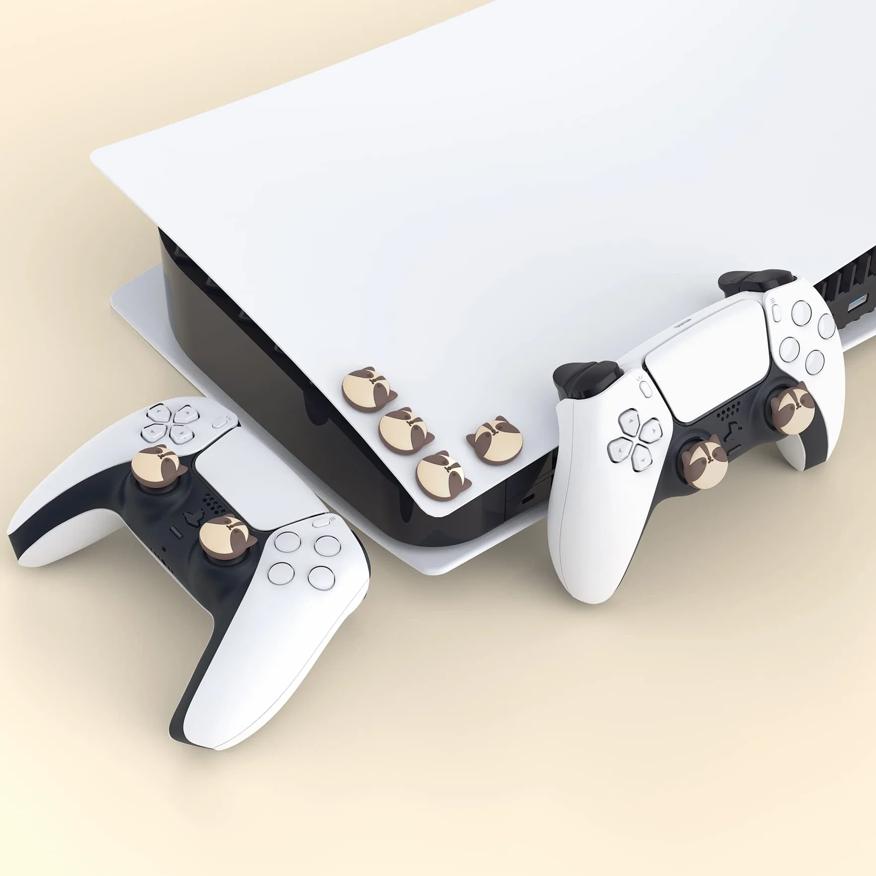 PlayVital 4PCS Thumb Grip Caps do ps5 Controller Nakładki na kciuk do ps4,Analogowa Osłona Sztyftu kompatybilny z Xbox Series X/S,Uchwytami na Kciuki do Switch Pro-Mały Szop Pracz